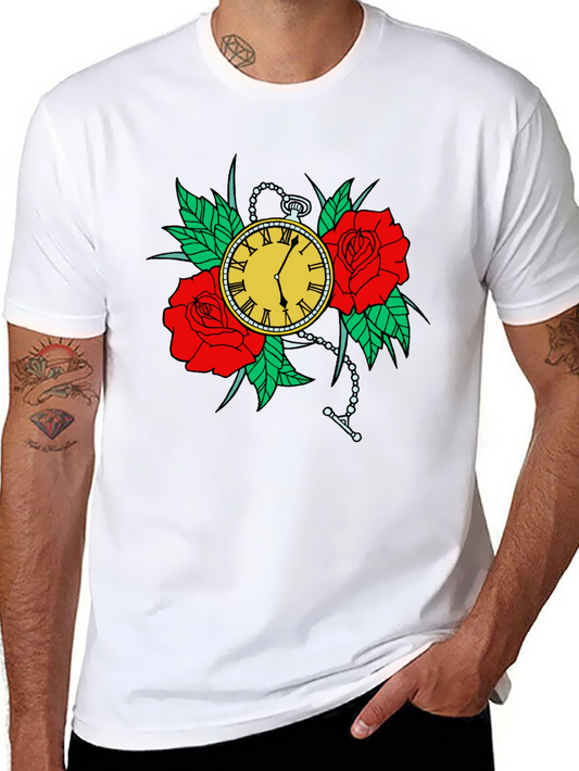 Time and Roses Graphic T-Shirt