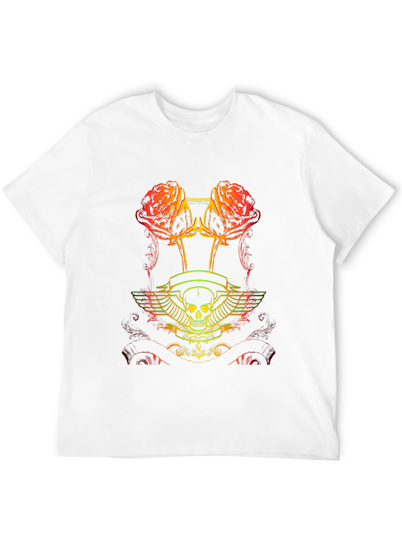 Skull & Roses Graphic Tee - Black Cotton T-Shirt