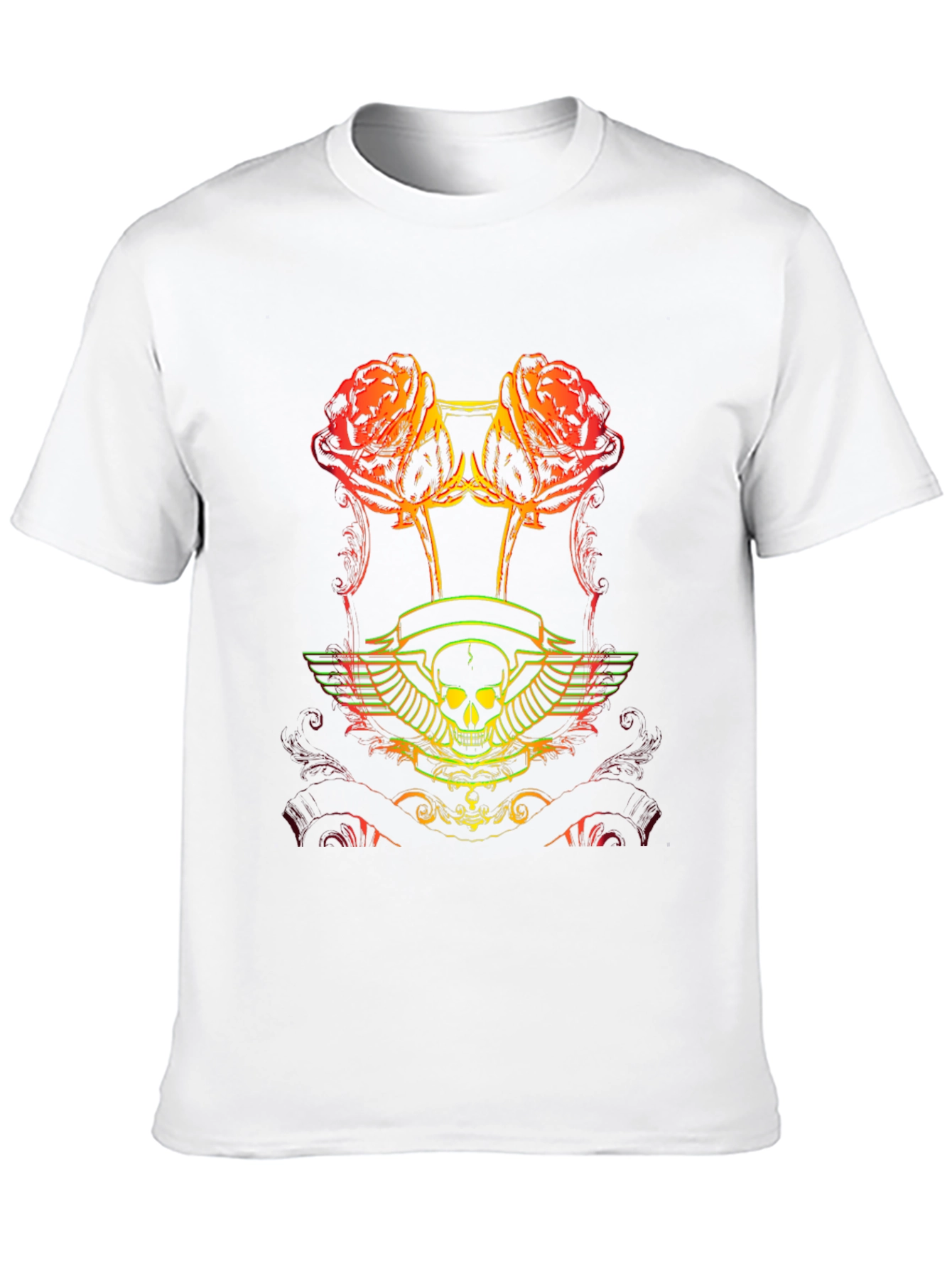 Skull & Roses Graphic Tee - Black Cotton T-Shirt