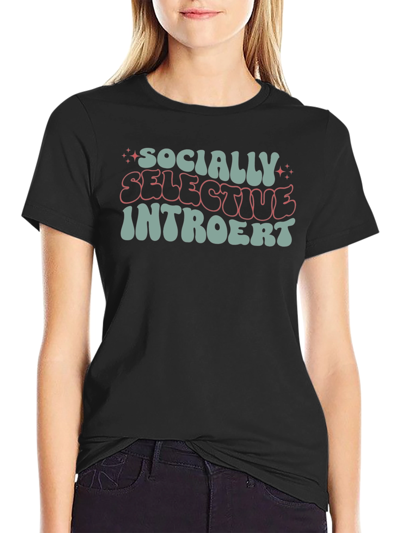 Socially Selective Introvert Black Graphic Tee