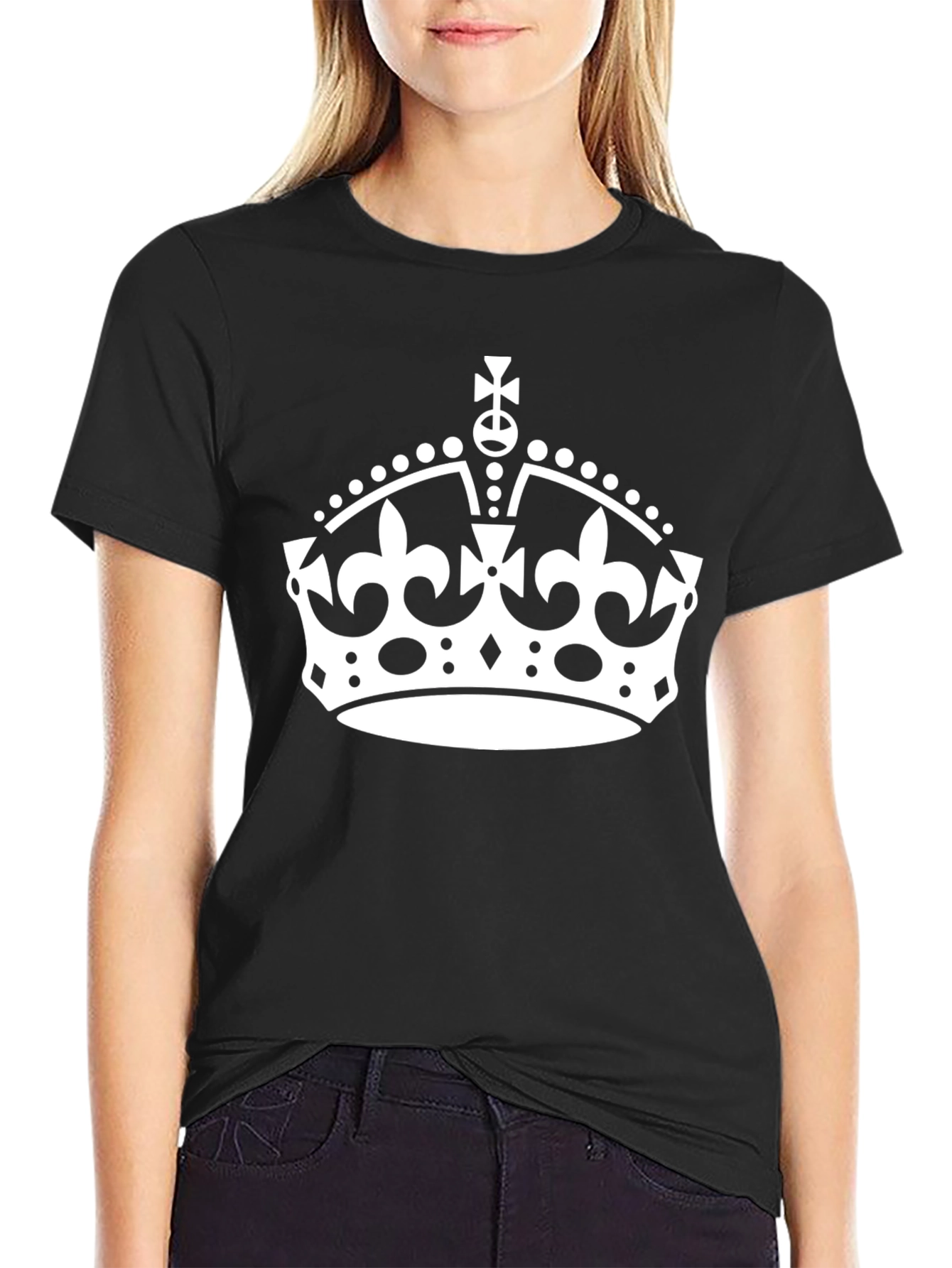 Royal Crown Graphic Tee - Stylish Black Cotton T-Shirt
