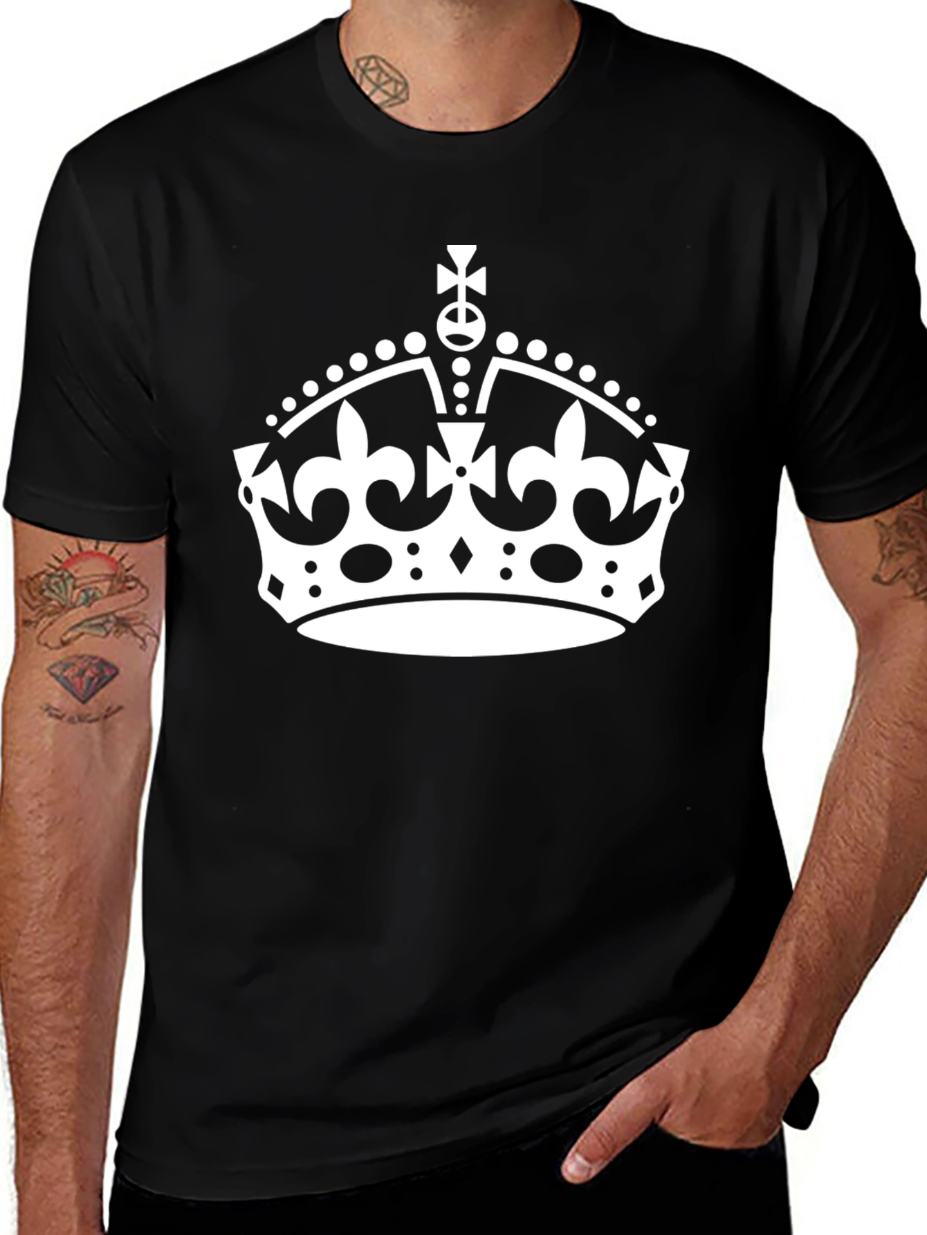 Royal Crown Graphic Tee - Stylish Black Cotton T-Shirt