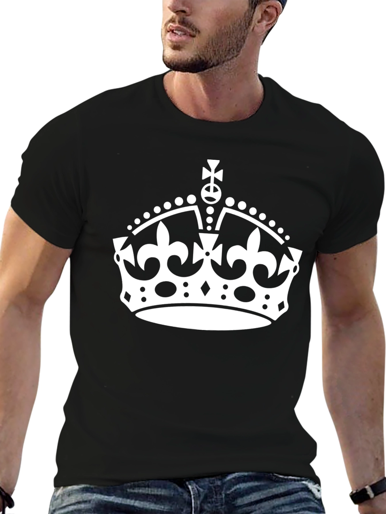 Royal Crown Graphic Tee - Stylish Black Cotton T-Shirt