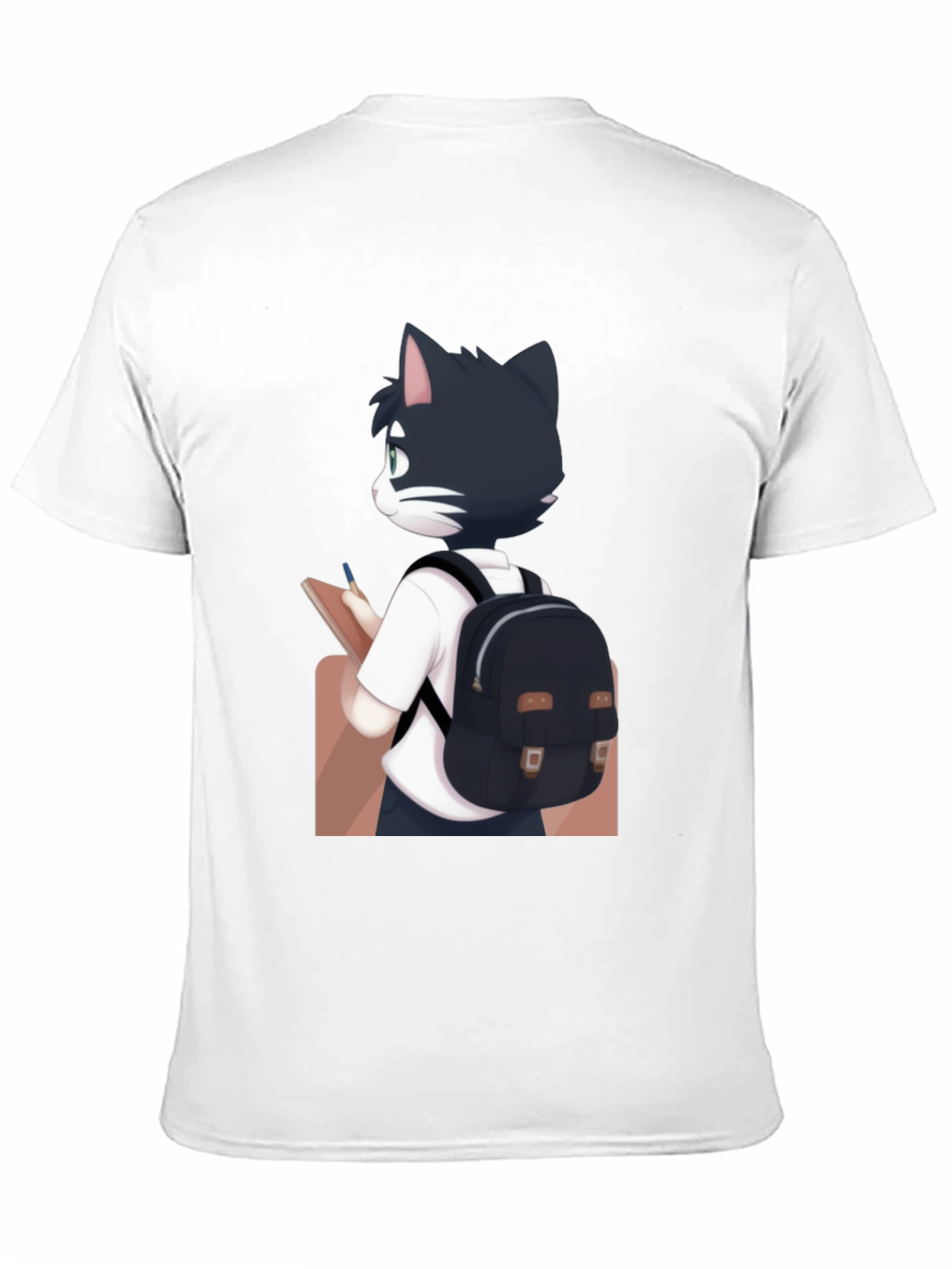 Anime Cat Black T-Shirt