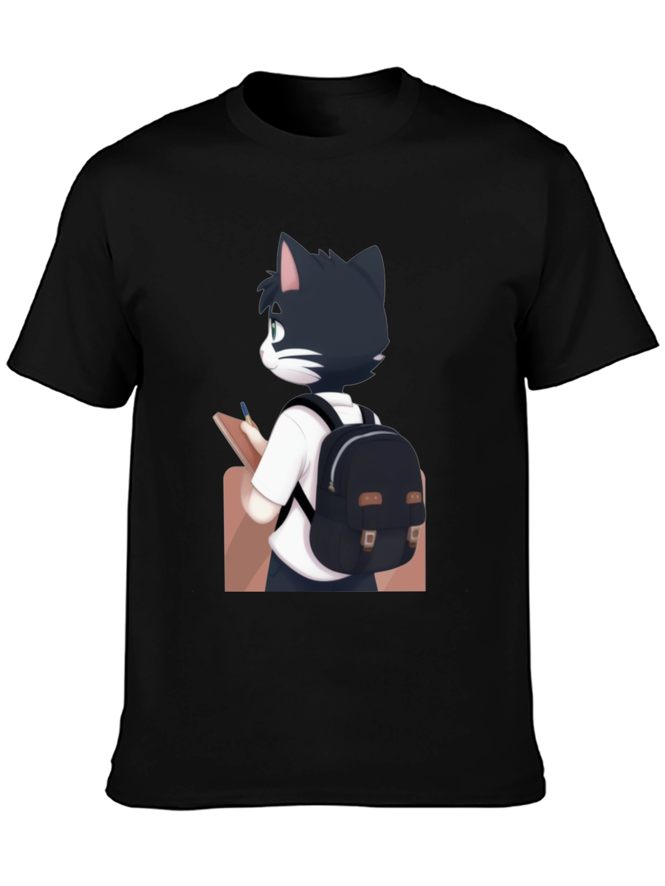 Anime Cat Black T-Shirt