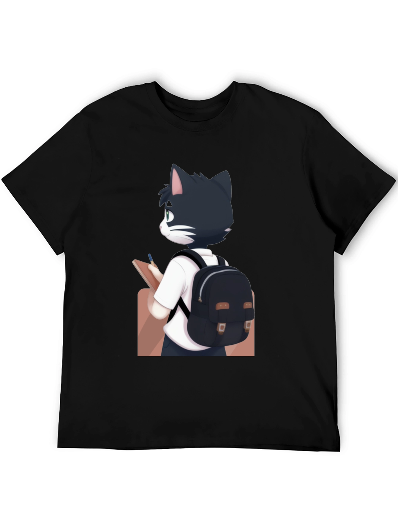 Anime Cat Black T-Shirt