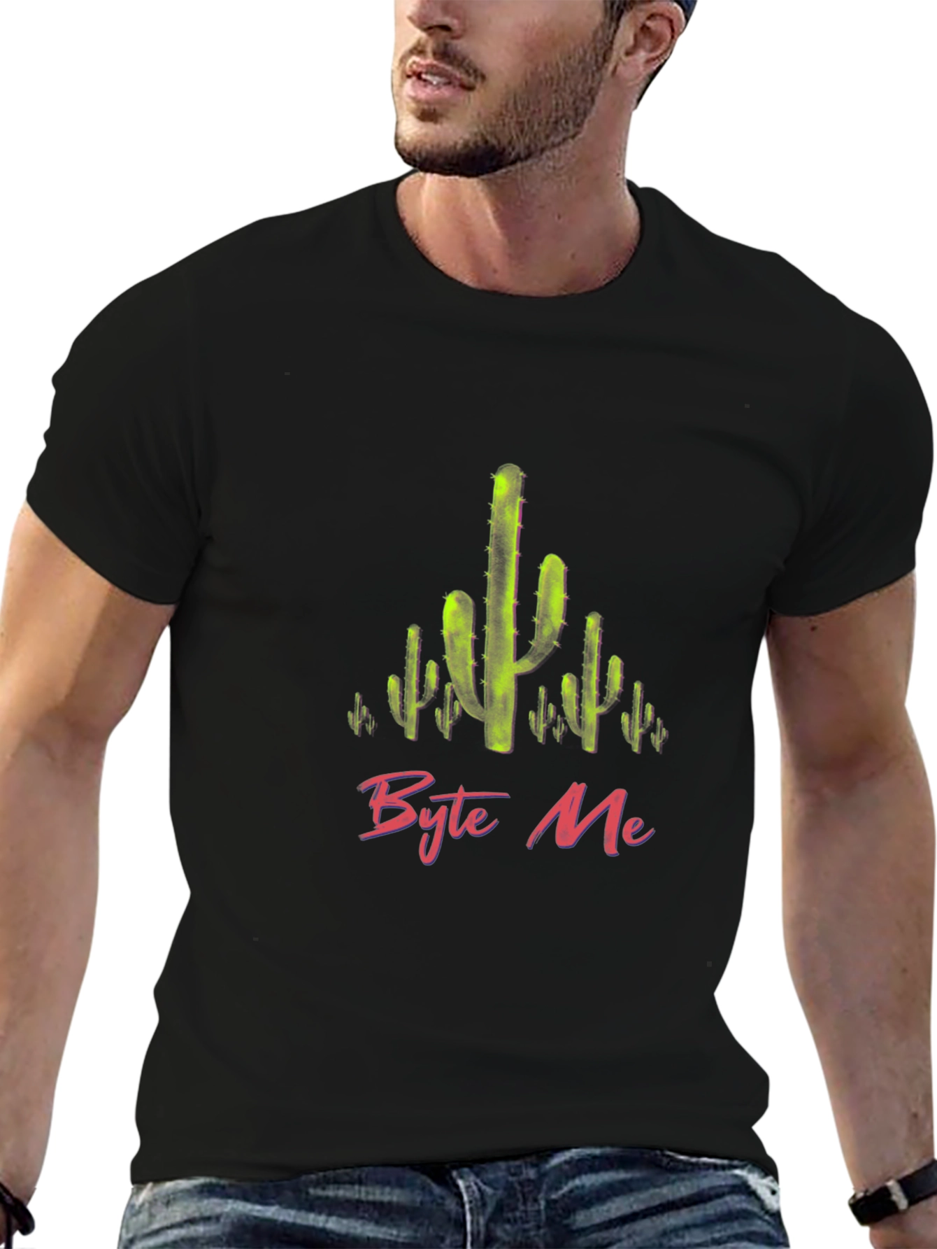 Byte Me Cactus Graphic T-Shirt