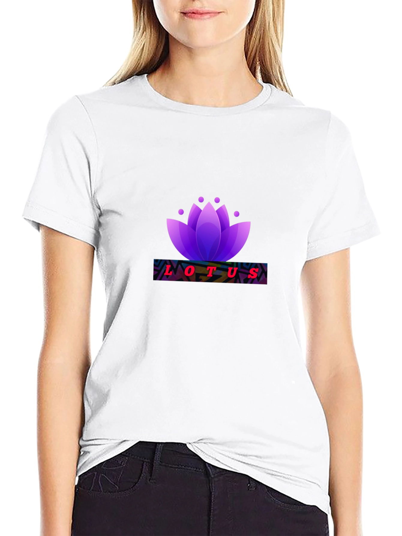 Lotus Flower Graphic Black T-Shirt