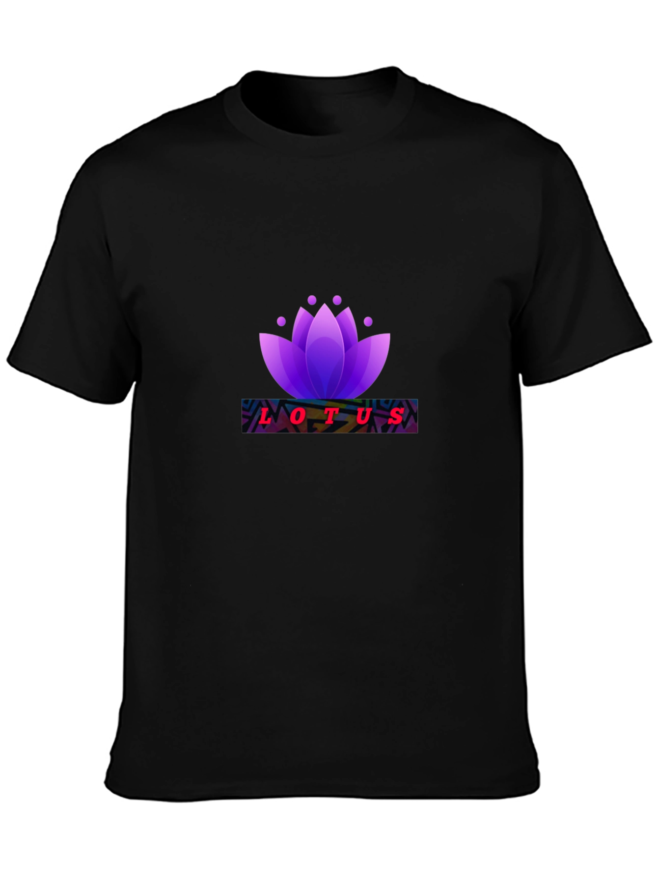 Lotus Flower Graphic Black T-Shirt