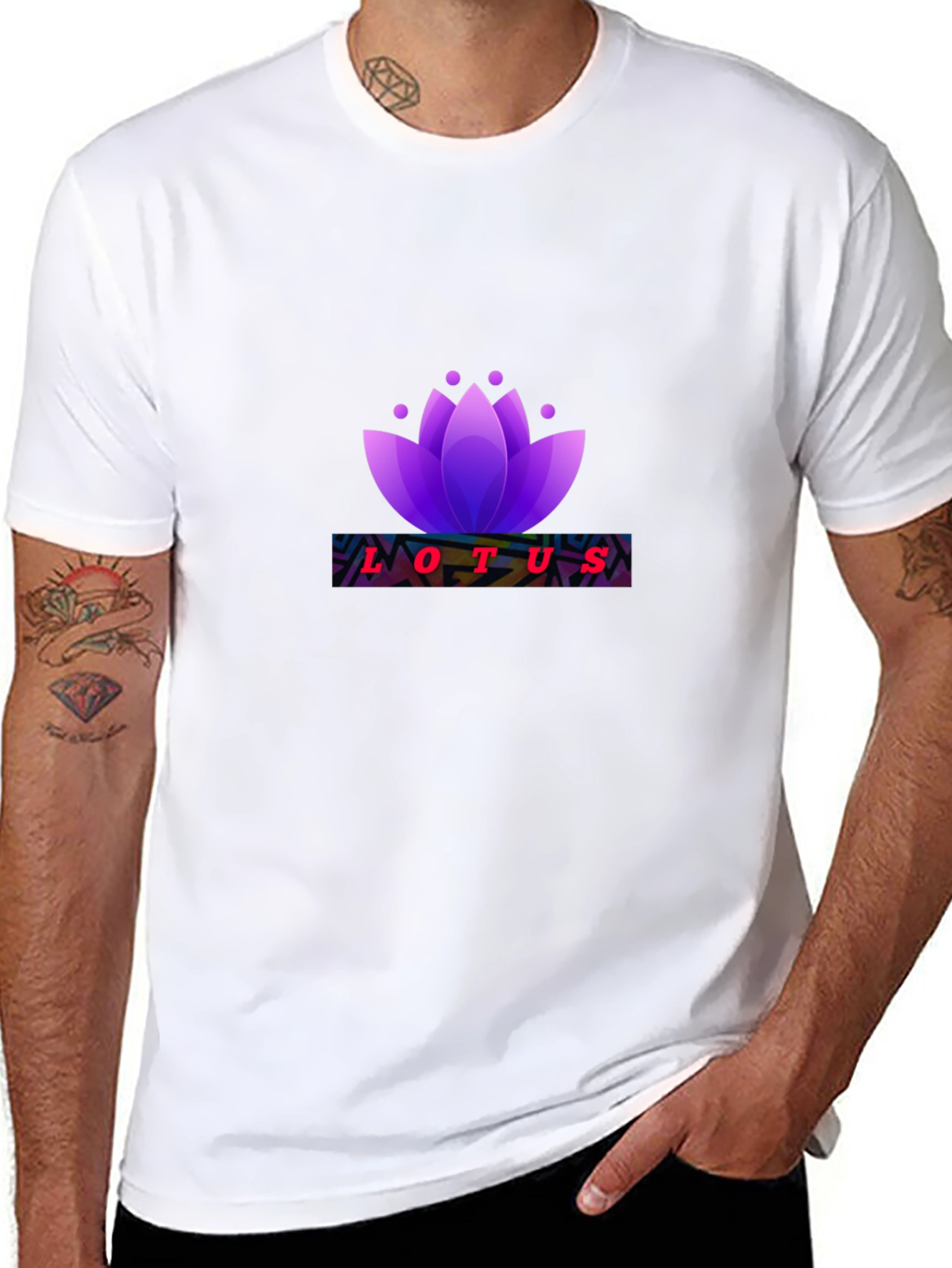 Lotus Flower Graphic Black T-Shirt