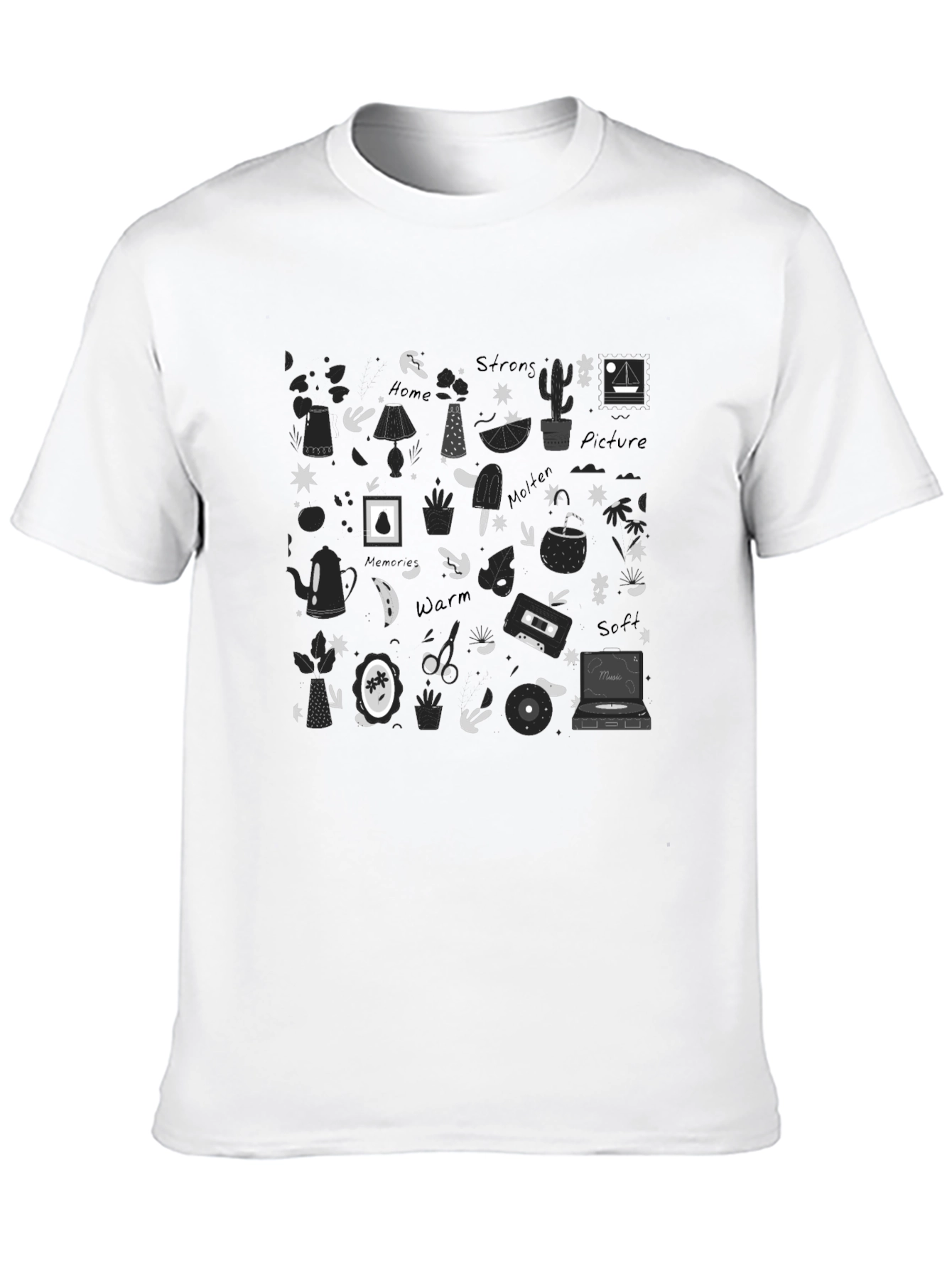 Doodle Print Black T-Shirt