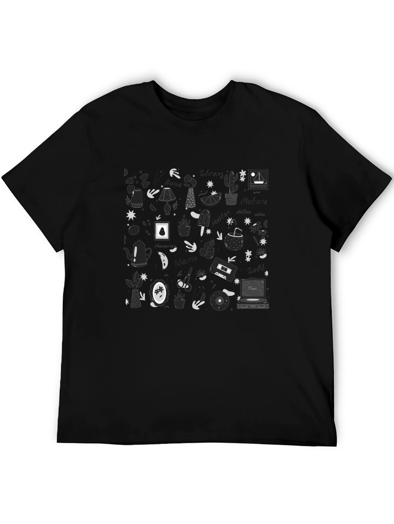 Doodle Print Black T-Shirt