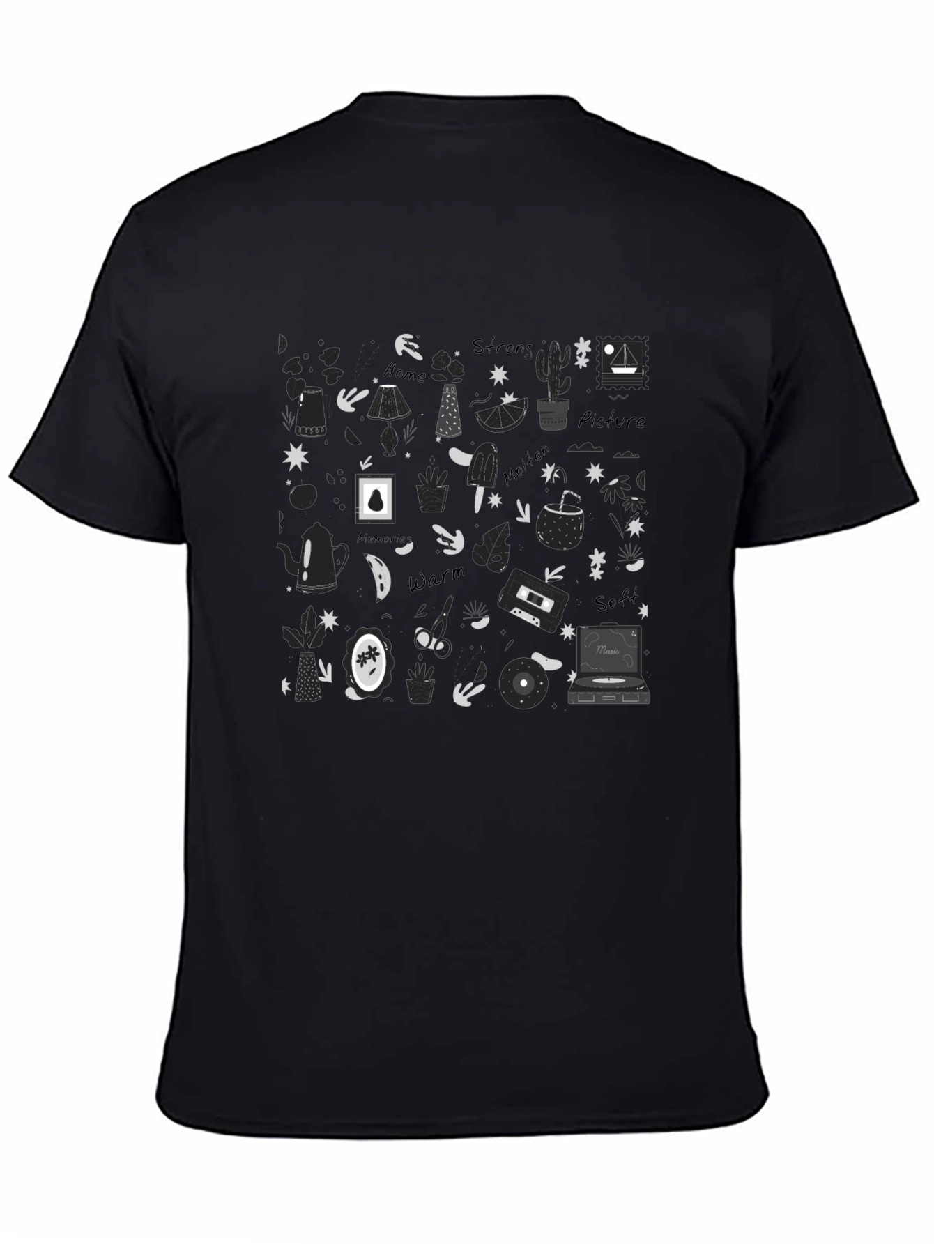 Doodle Print Black T-Shirt