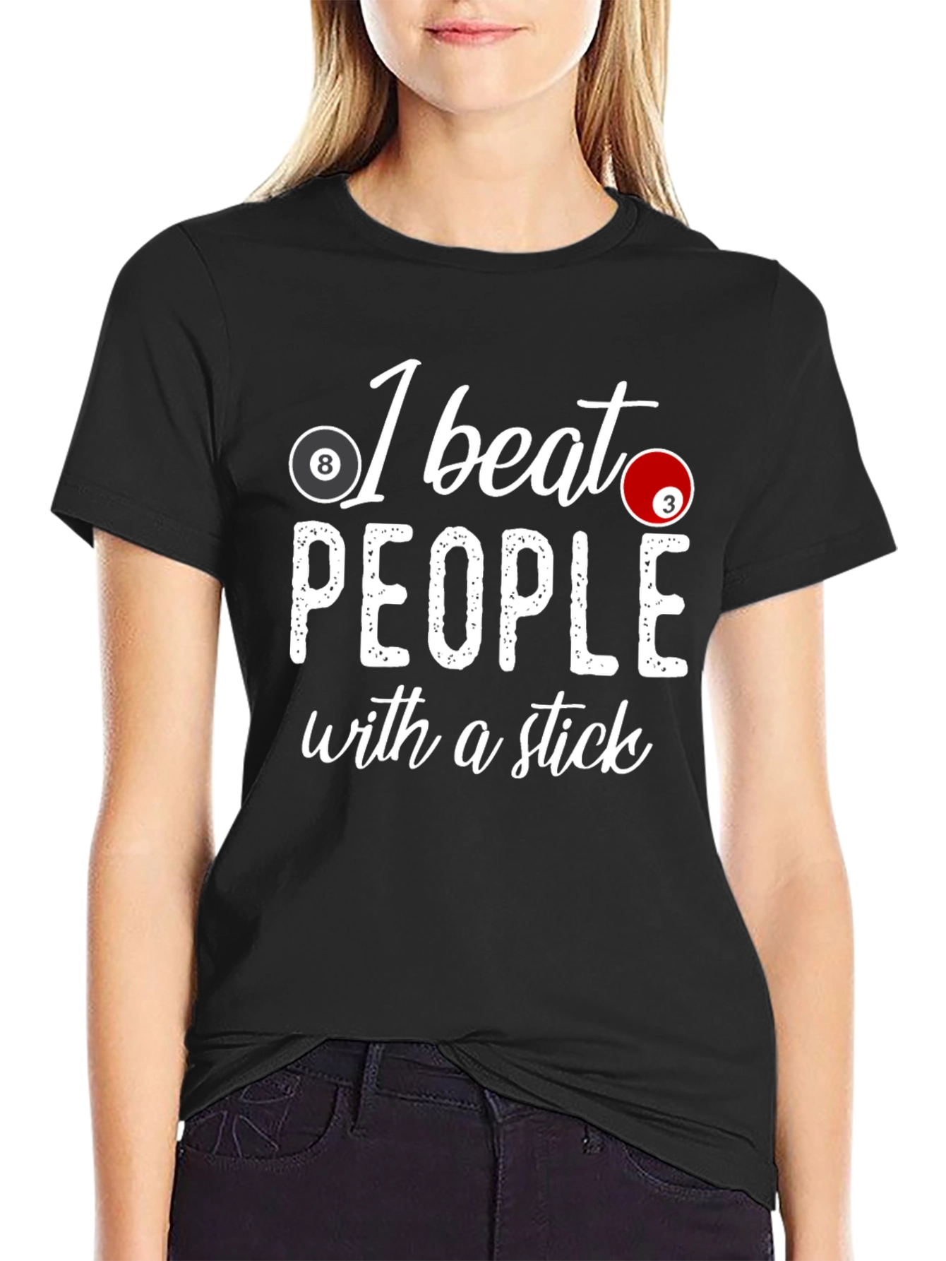 I Beat People with a Stick Pool T-Shirt