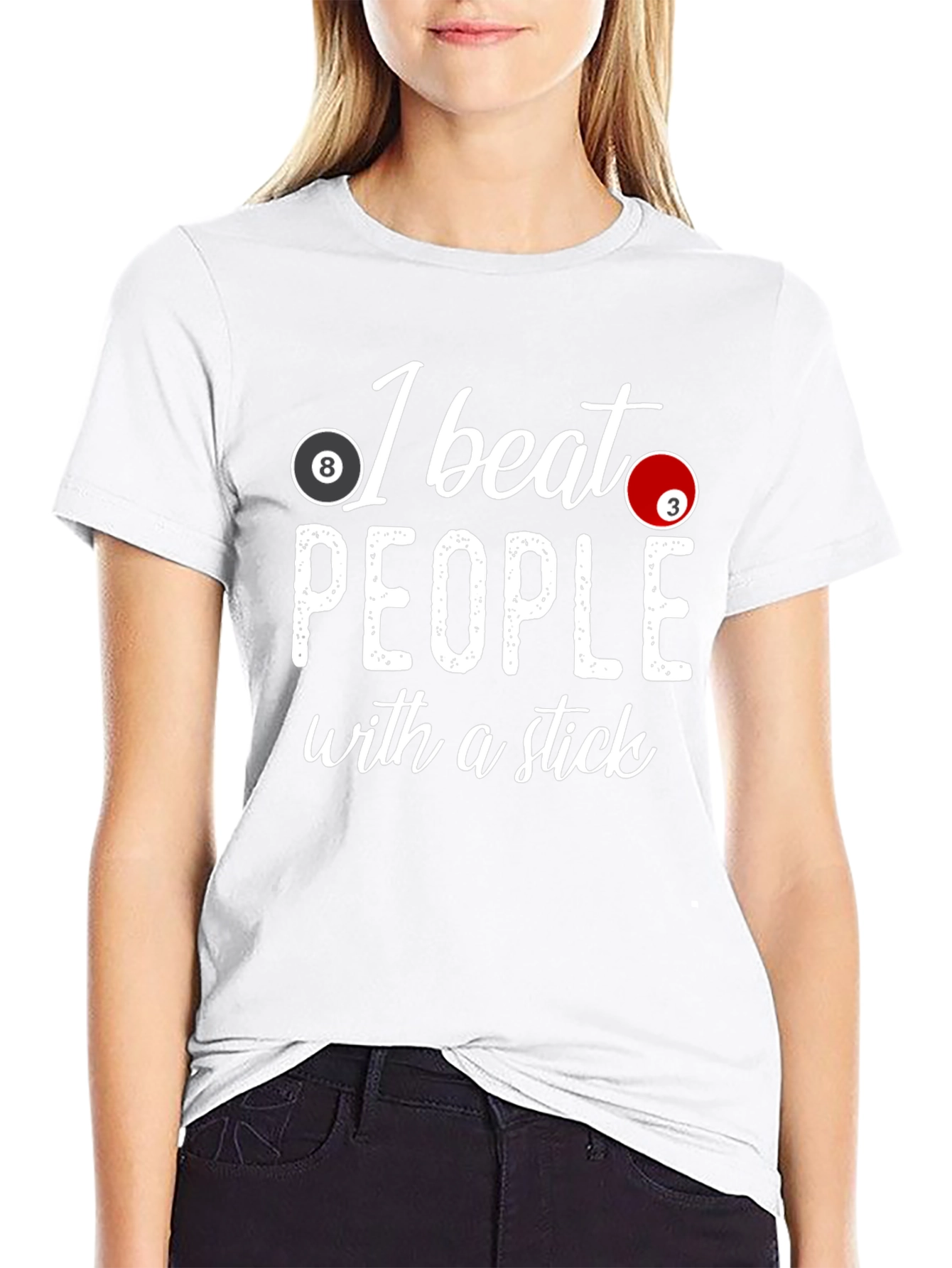 I Beat People with a Stick Pool T-Shirt