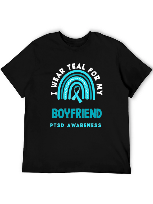 Teal PTSD Awareness Boyfriend Support T-Shirt