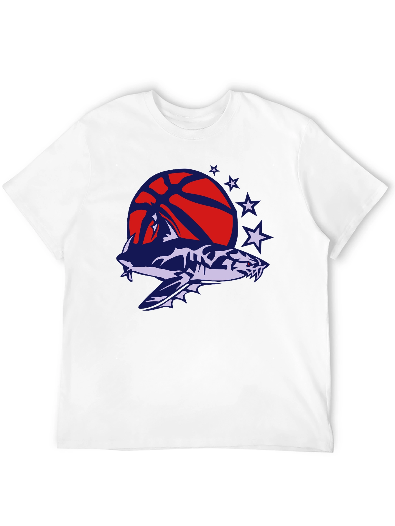 Mens Black T-Shirt with Shark Basketball Graphic