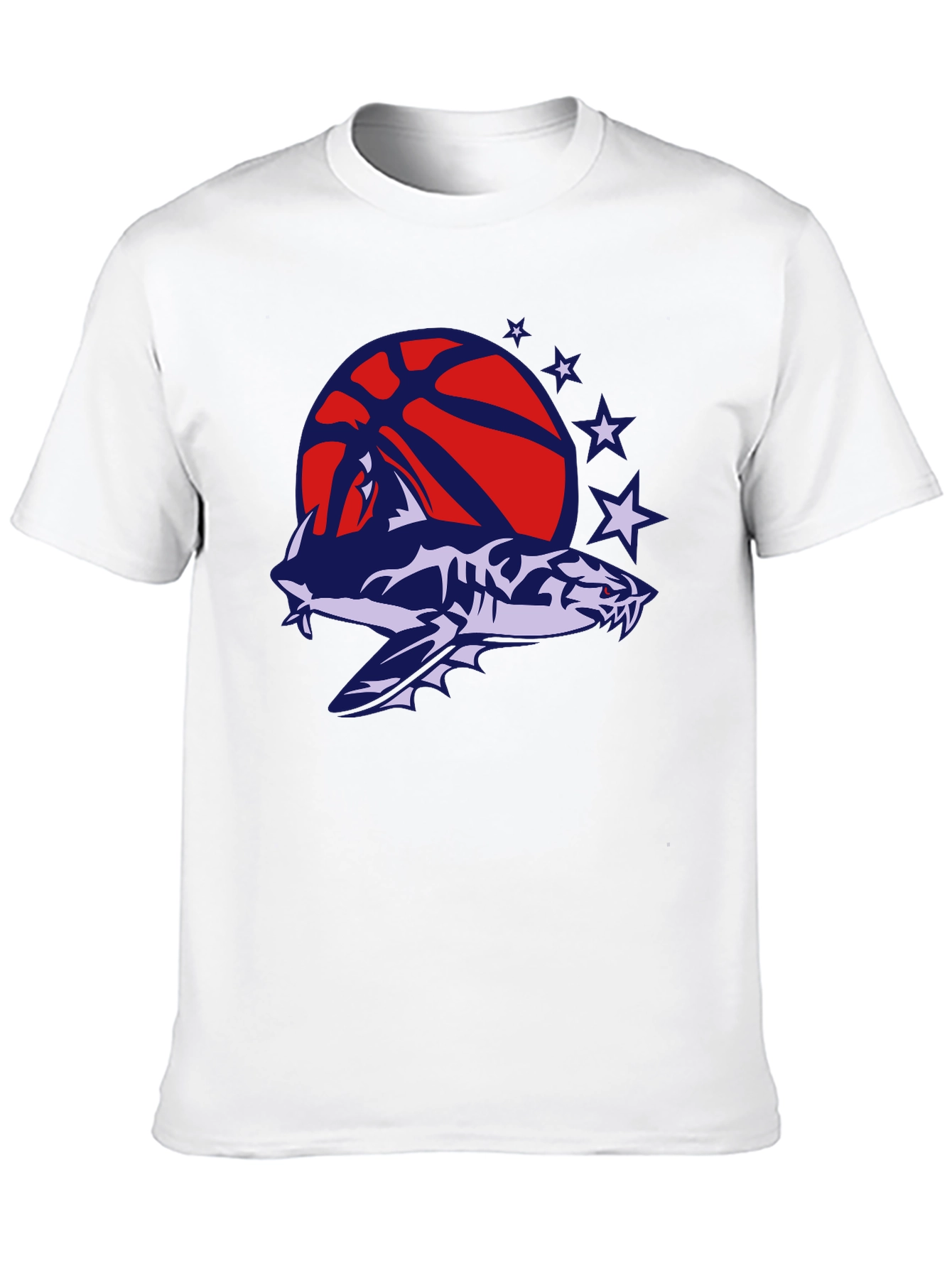 Mens Black T-Shirt with Shark Basketball Graphic