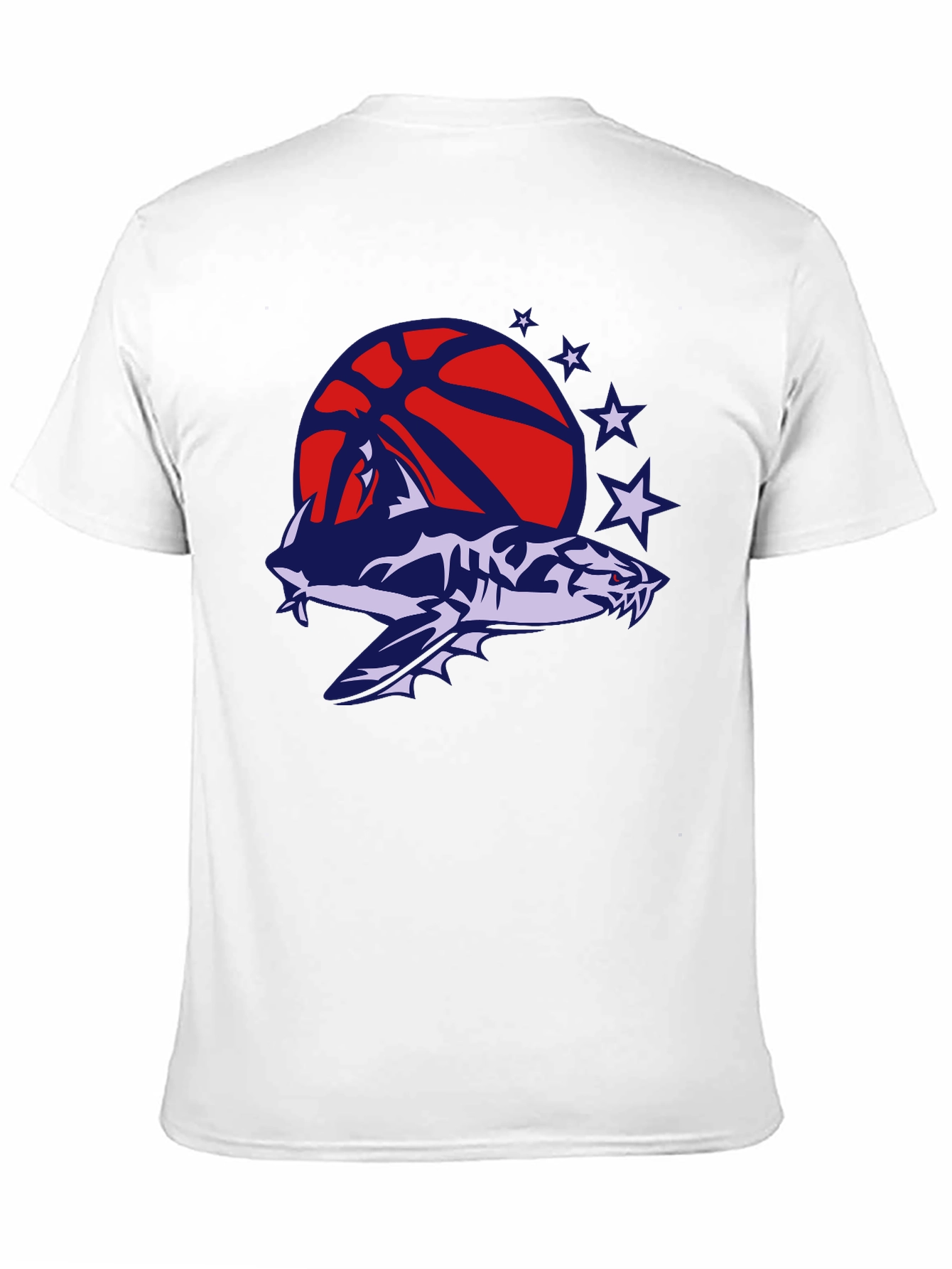 Mens Black T-Shirt with Shark Basketball Graphic