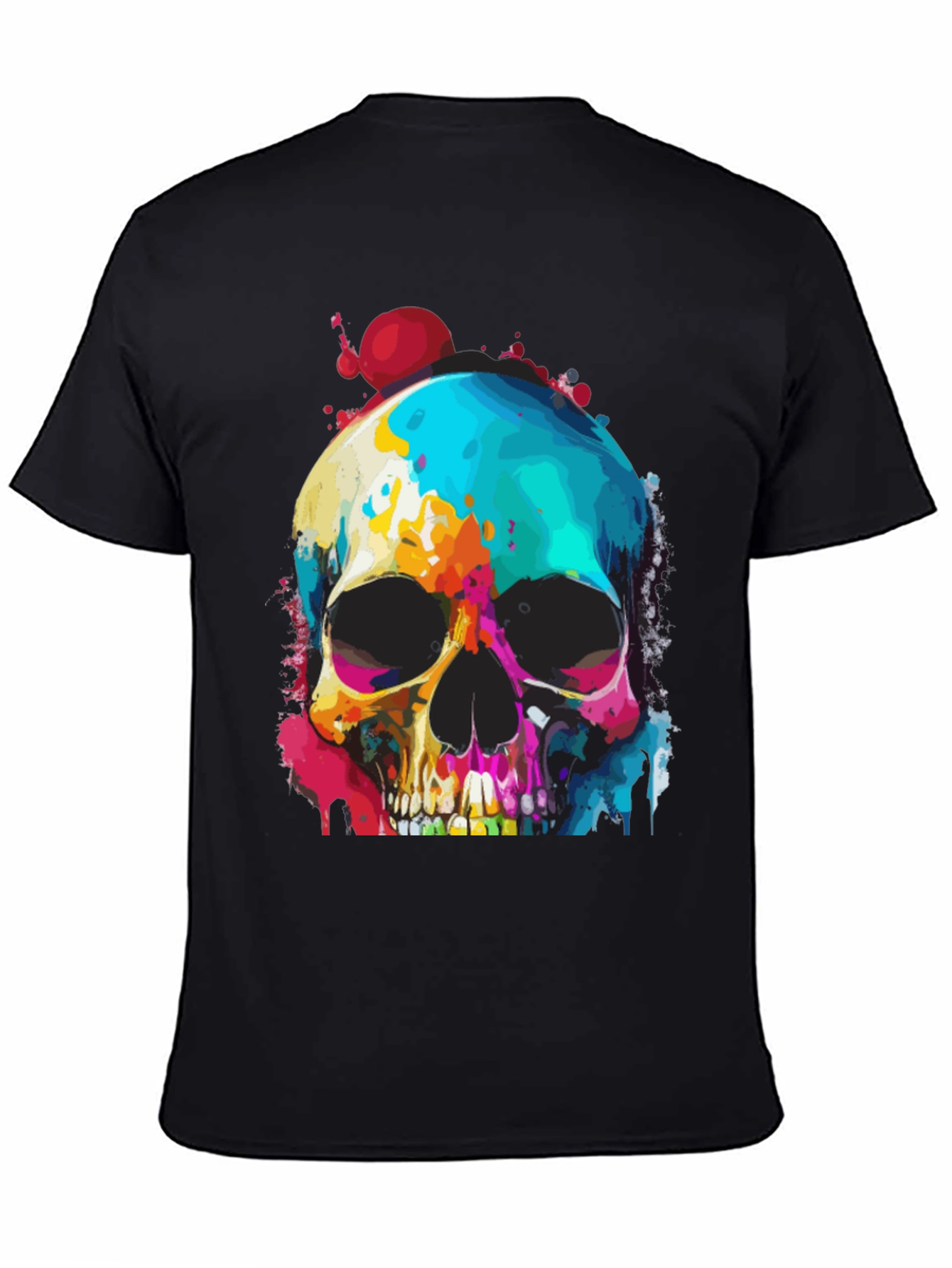 Vibrant Skull Graphic Tee - Mens Black T-Shirt