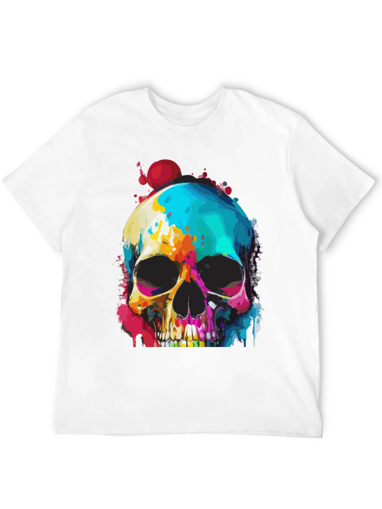 Vibrant Skull Graphic Tee - Mens Black T-Shirt