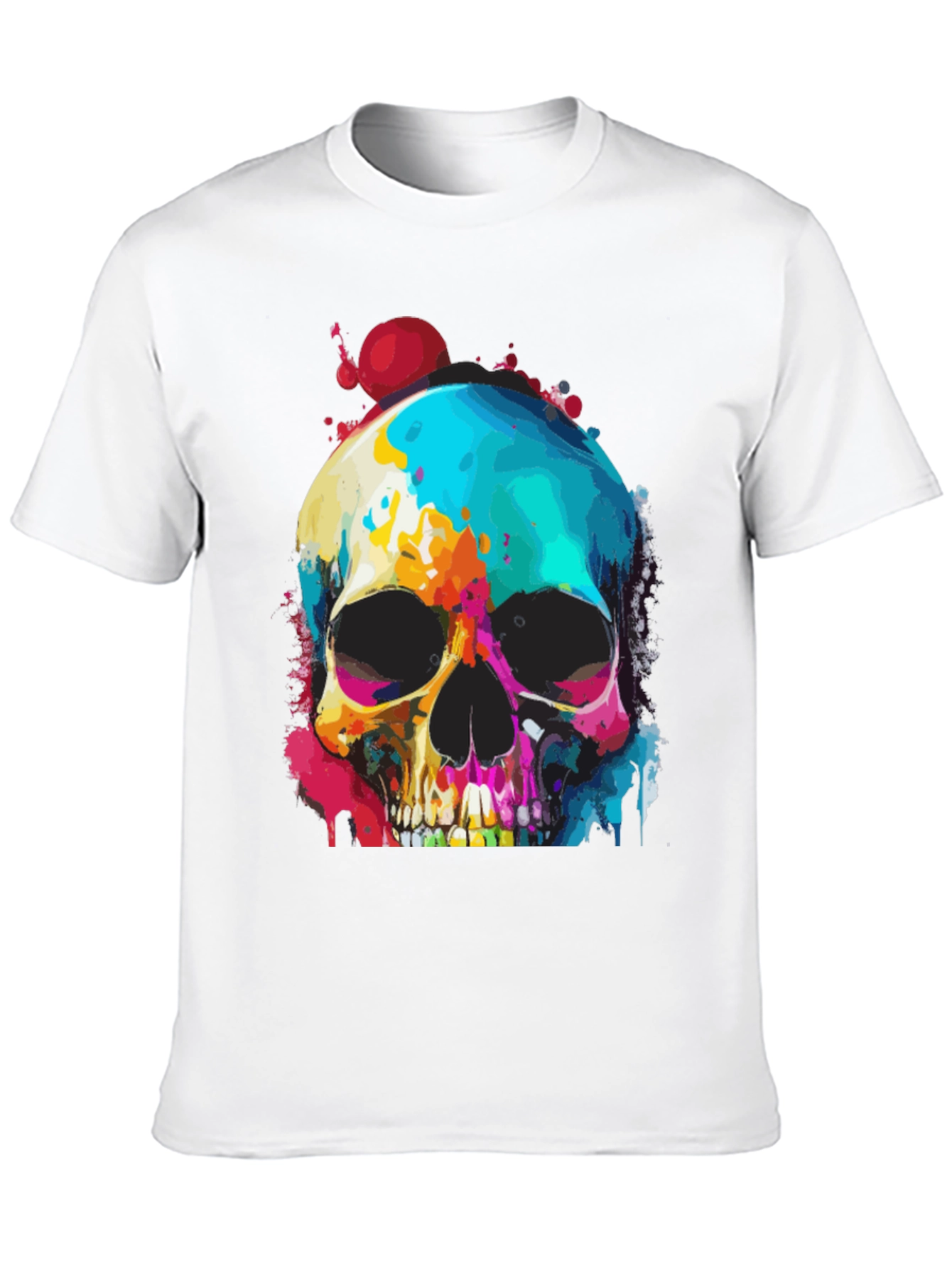 Vibrant Skull Graphic Tee - Mens Black T-Shirt