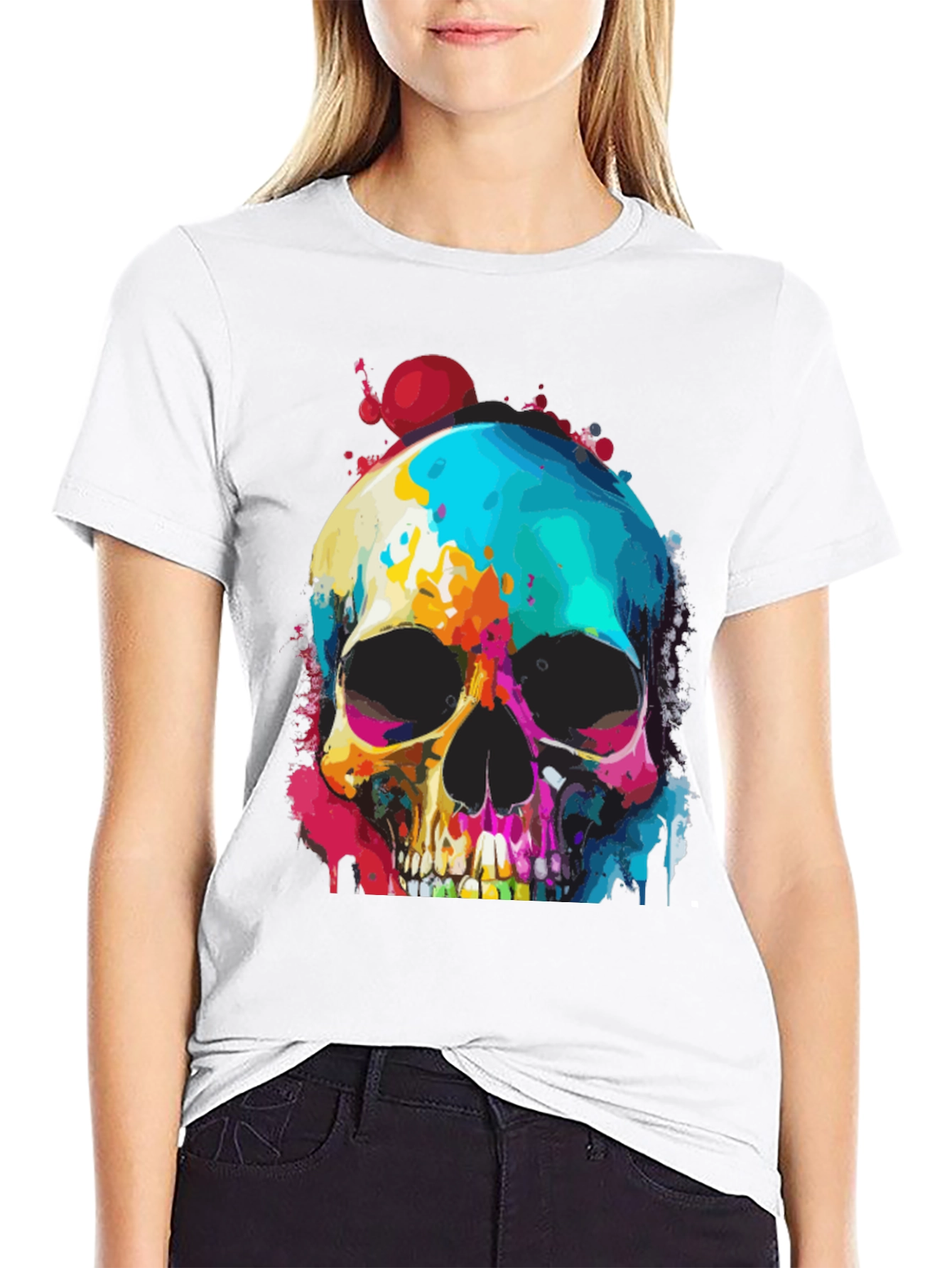 Vibrant Skull Graphic Tee - Mens Black T-Shirt