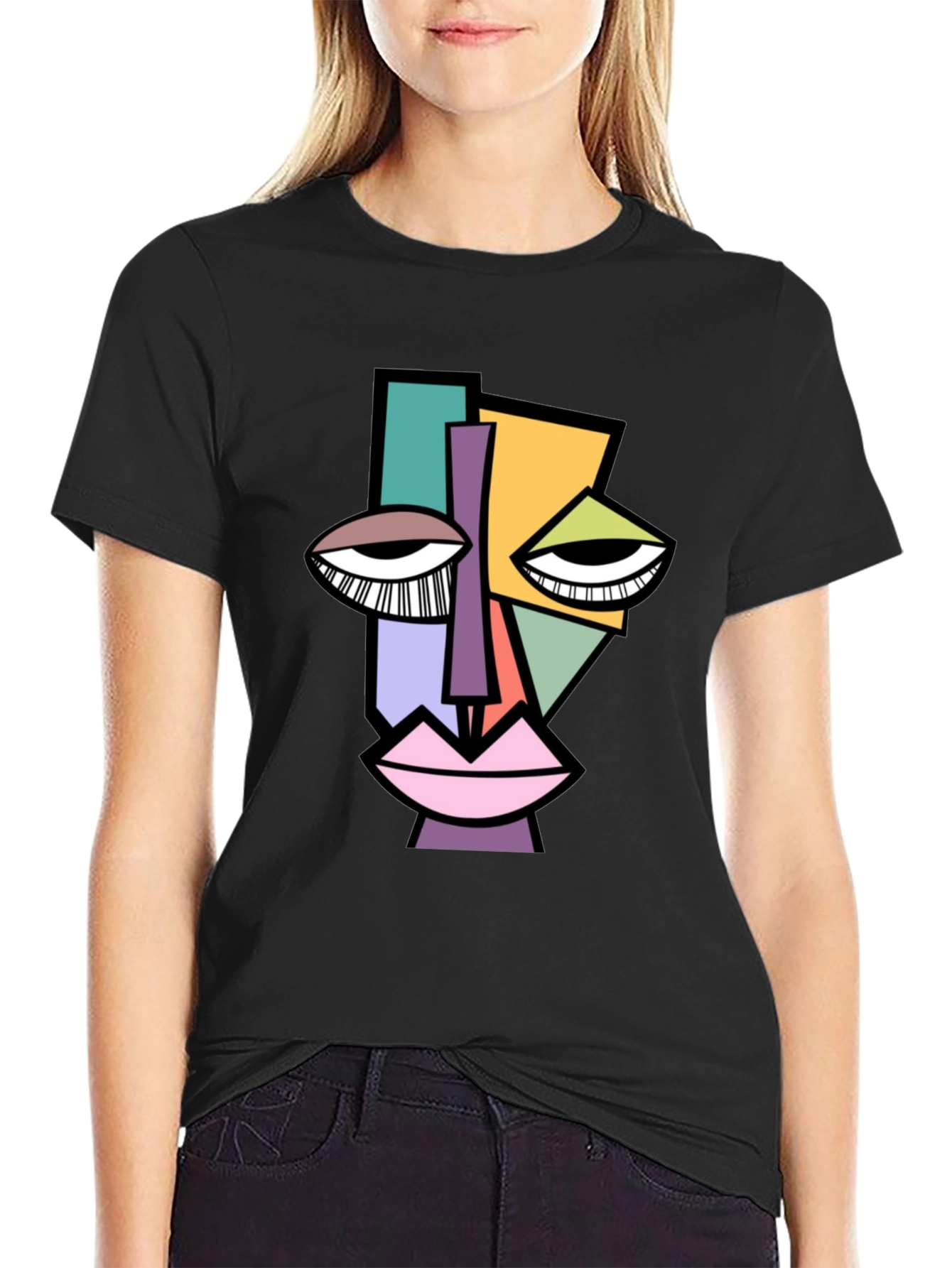 Abstract Face Graphic Tee - Modern Art Shirt