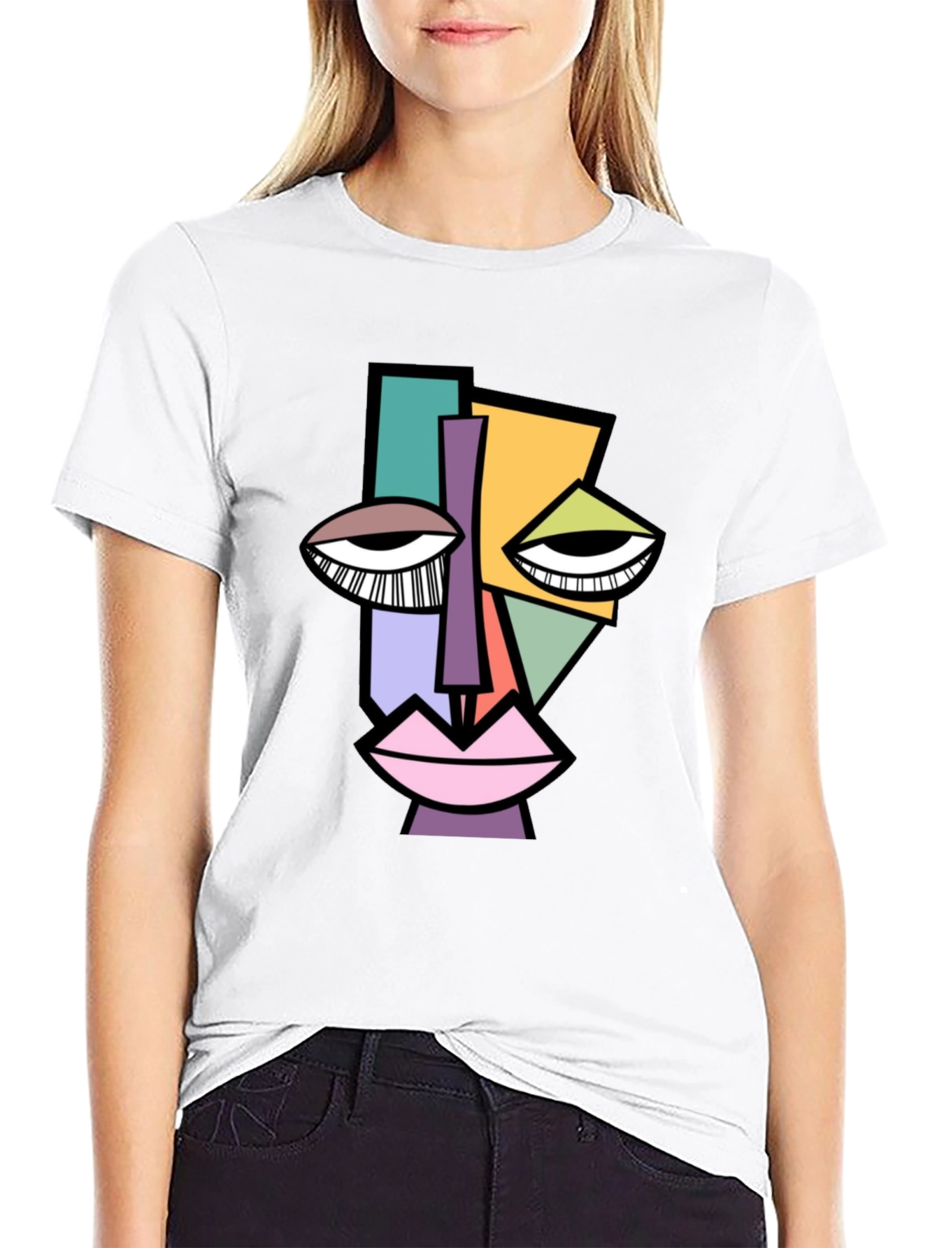 Abstract Face Graphic Tee - Modern Art Shirt