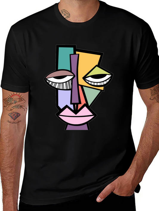 Abstract Face Graphic Tee - Modern Art Shirt