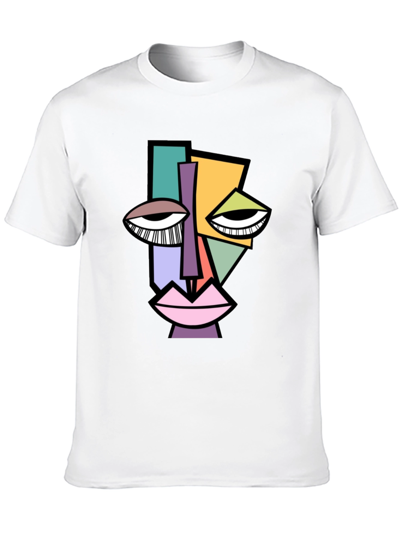Abstract Face Graphic Tee - Modern Art Shirt