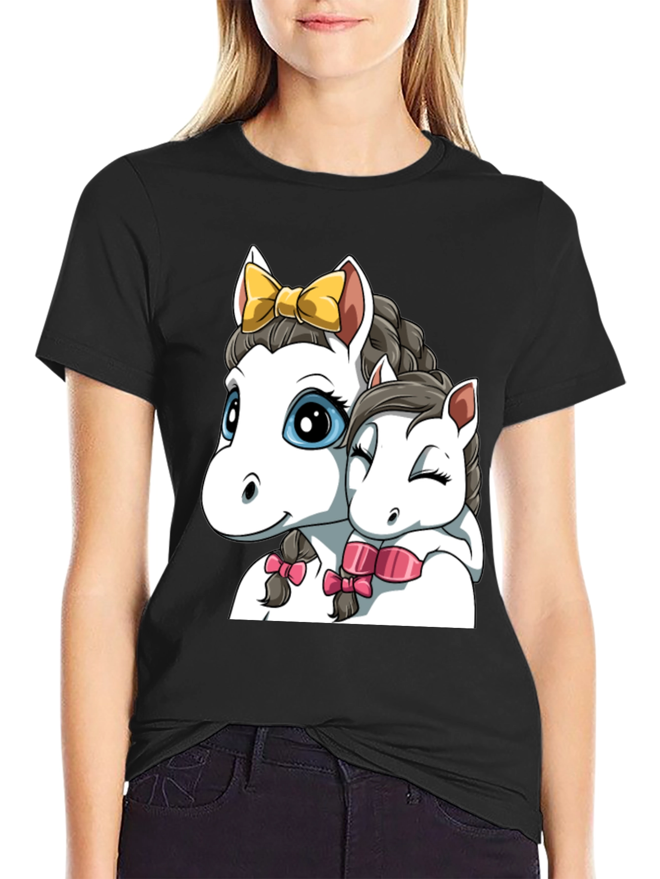 Cute Cartoon Horse Graphic T-Shirt