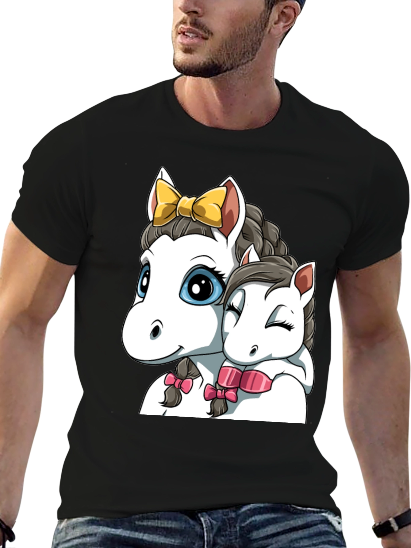 Cute Cartoon Horse Graphic T-Shirt