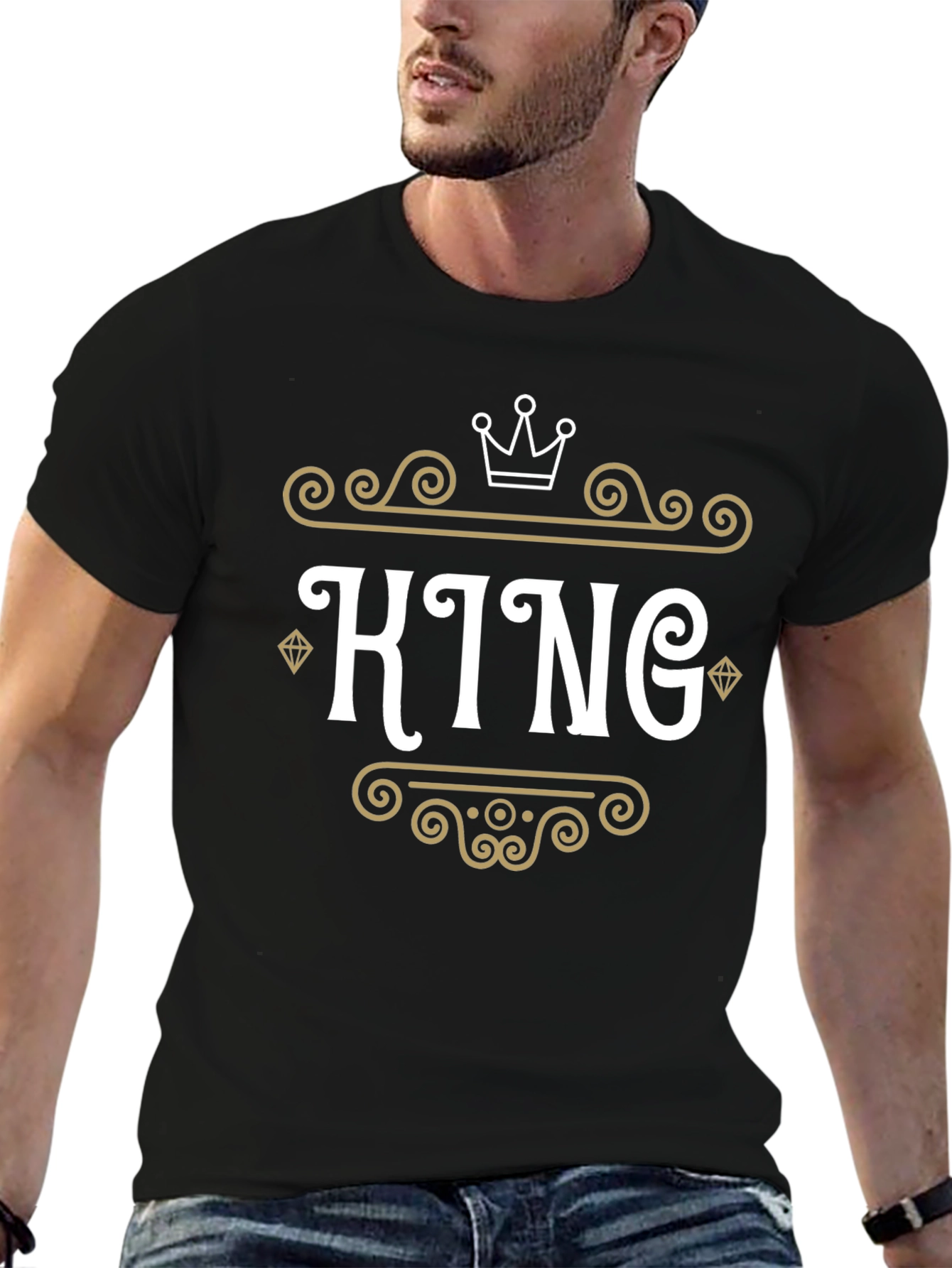 King Graphic Tee - Black Crew Neck T-Shirt