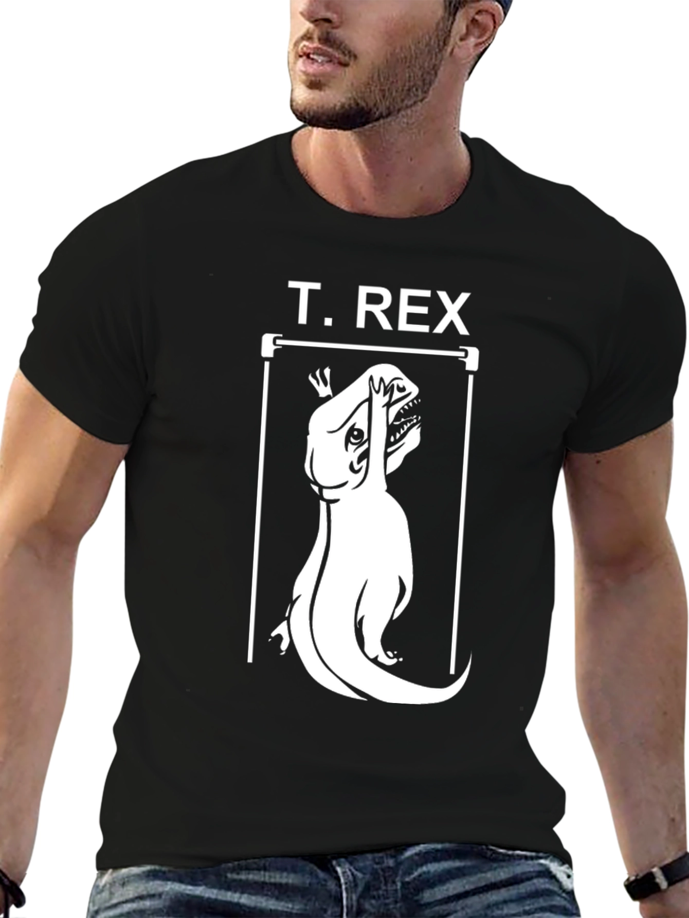 T-Rex Funny Graphic Tee - Black Cotton Casual Shirt