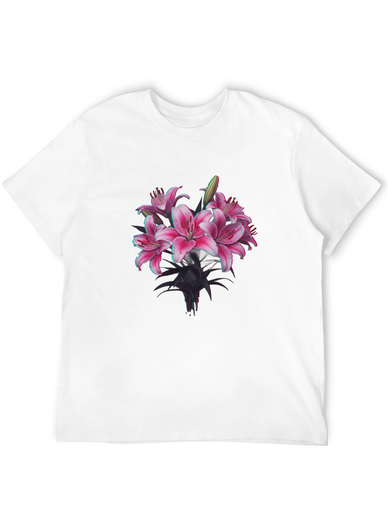 Floral Lily Graphic Black T-Shirt