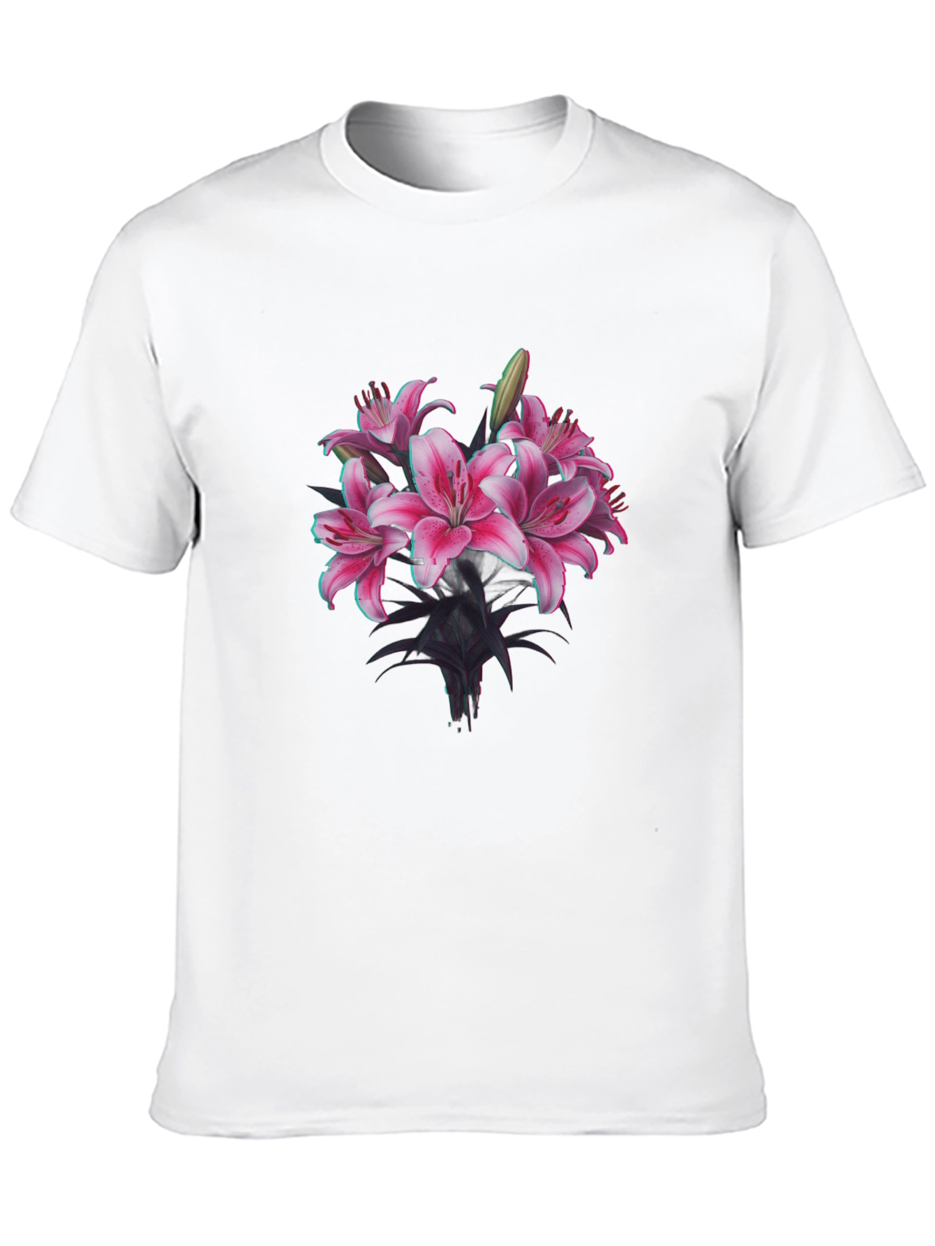 Floral Lily Graphic Black T-Shirt