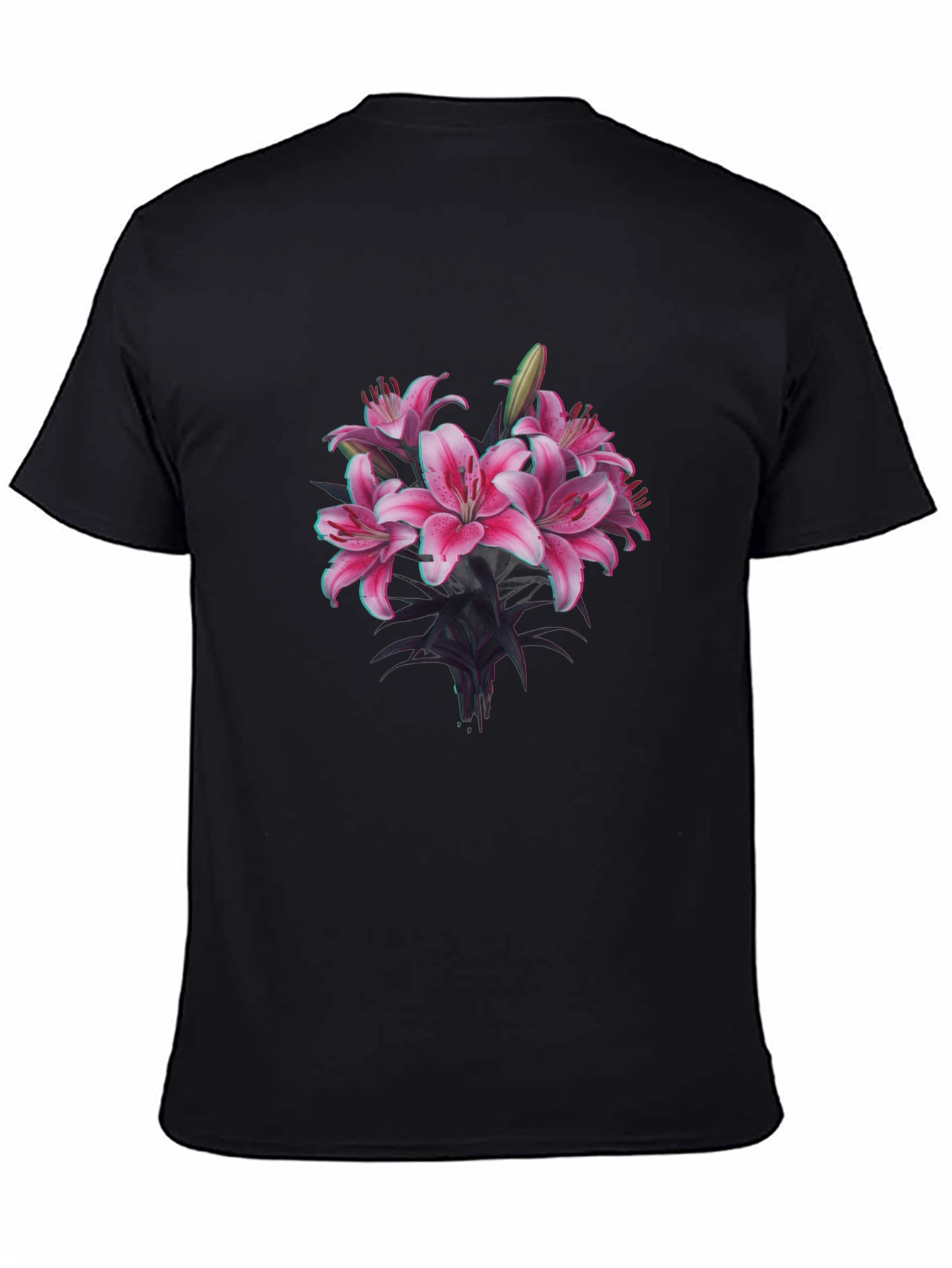 Floral Lily Graphic Black T-Shirt