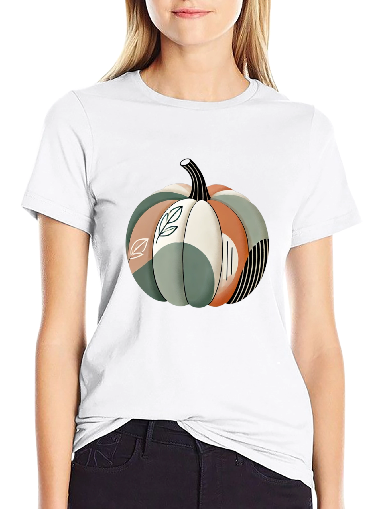 Abstract Pumpkin Graphic T-Shirt - Stylish Fall Apparel
