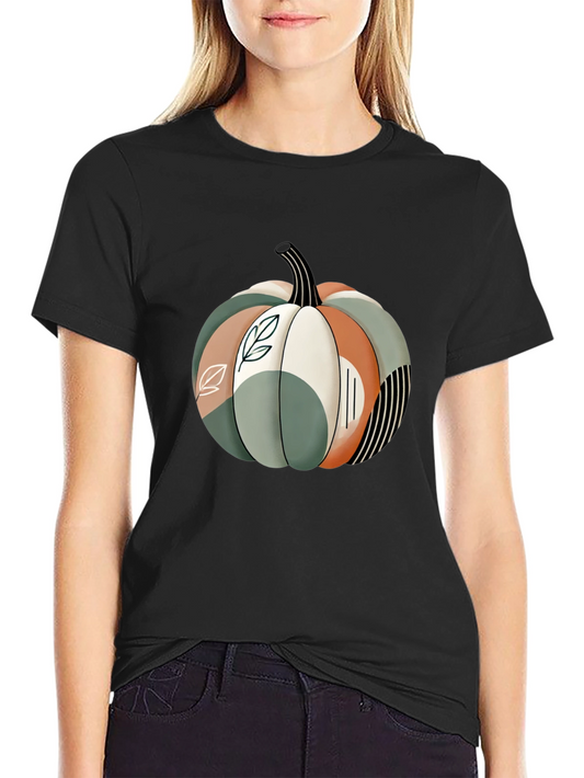 Abstract Pumpkin Graphic T-Shirt - Stylish Fall Apparel