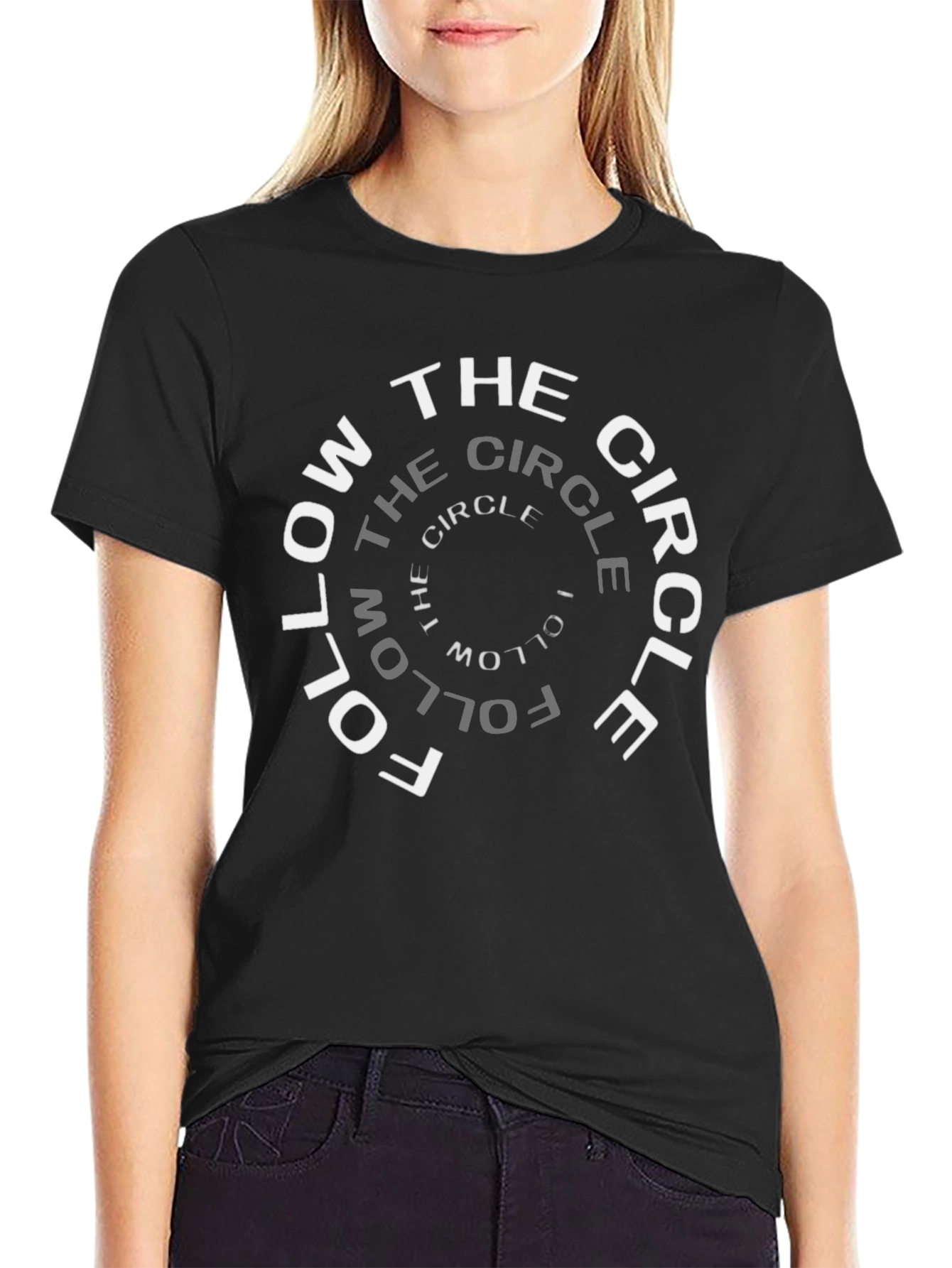 Follow the Circle Graphic Tee - Unique Spiral Design