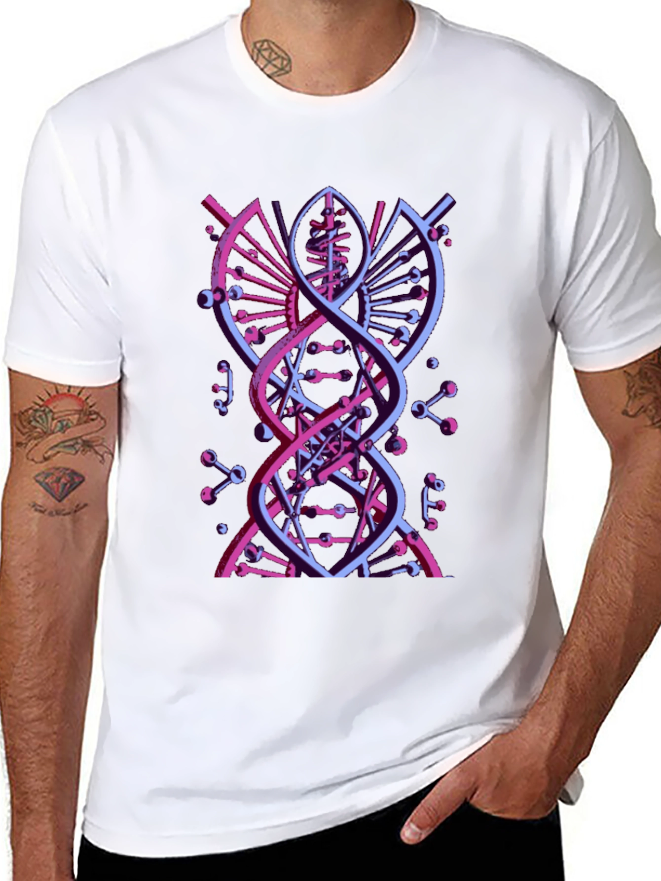 Abstract DNA Graphic Tee - Modern Science Style