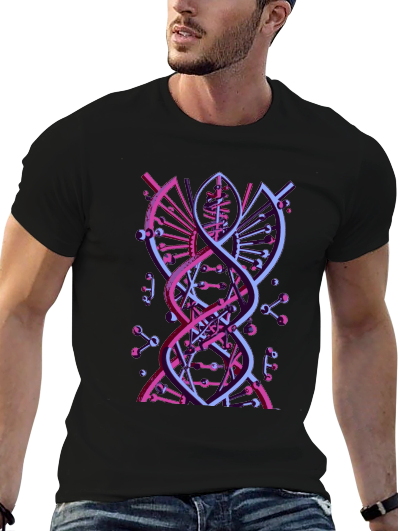 Abstract DNA Graphic Tee - Modern Science Style