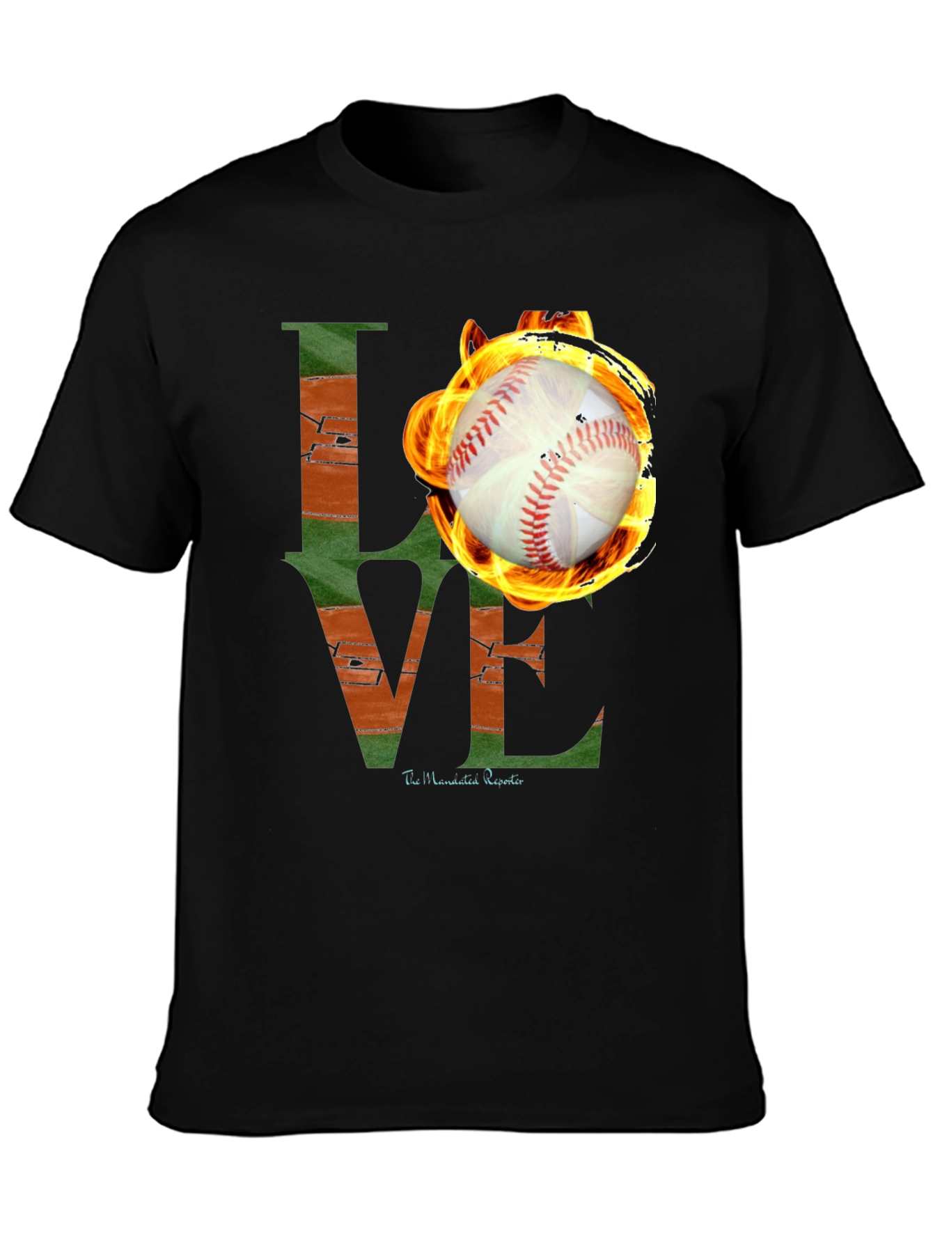 Fiery Baseball LOVE Graphic T-Shirt