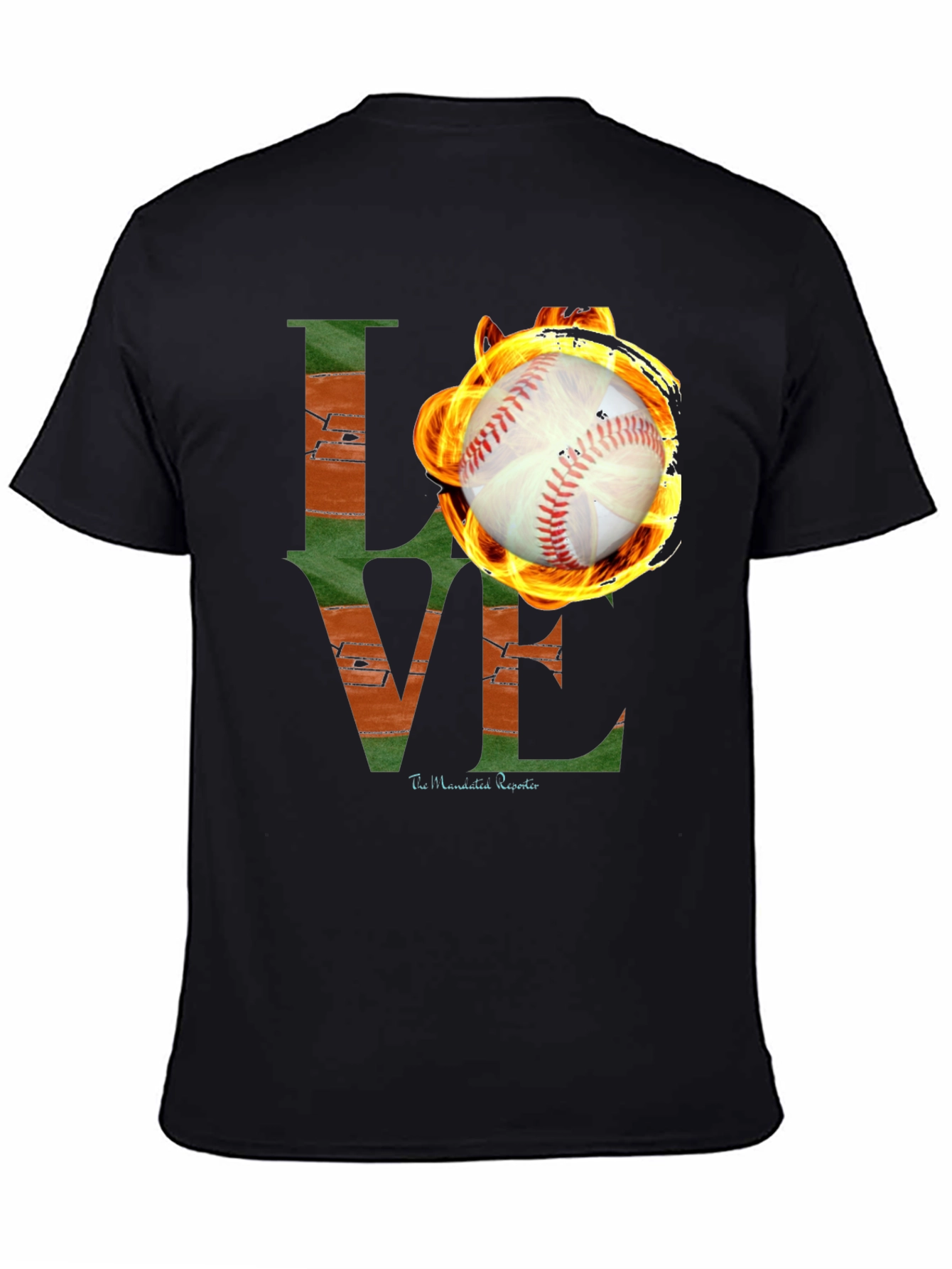 Fiery Baseball LOVE Graphic T-Shirt