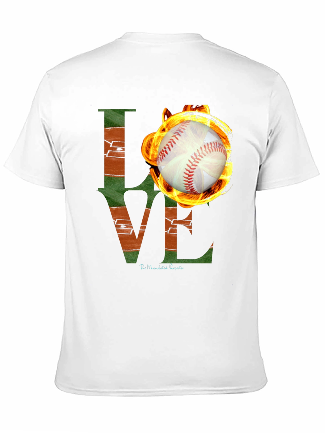 Fiery Baseball LOVE Graphic T-Shirt