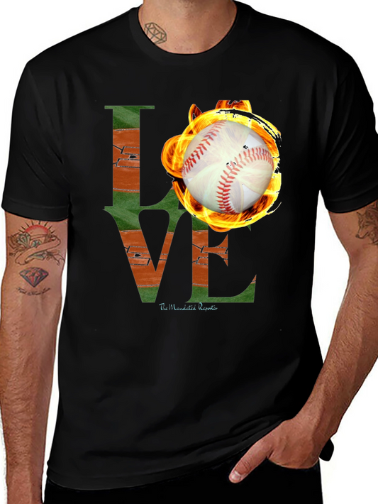 Fiery Baseball LOVE Graphic T-Shirt