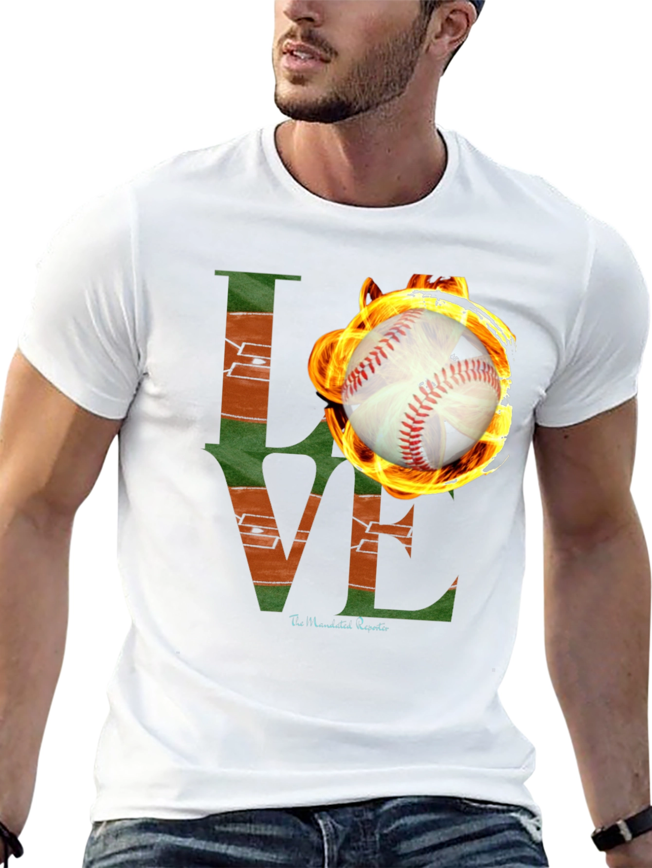 Fiery Baseball LOVE Graphic T-Shirt