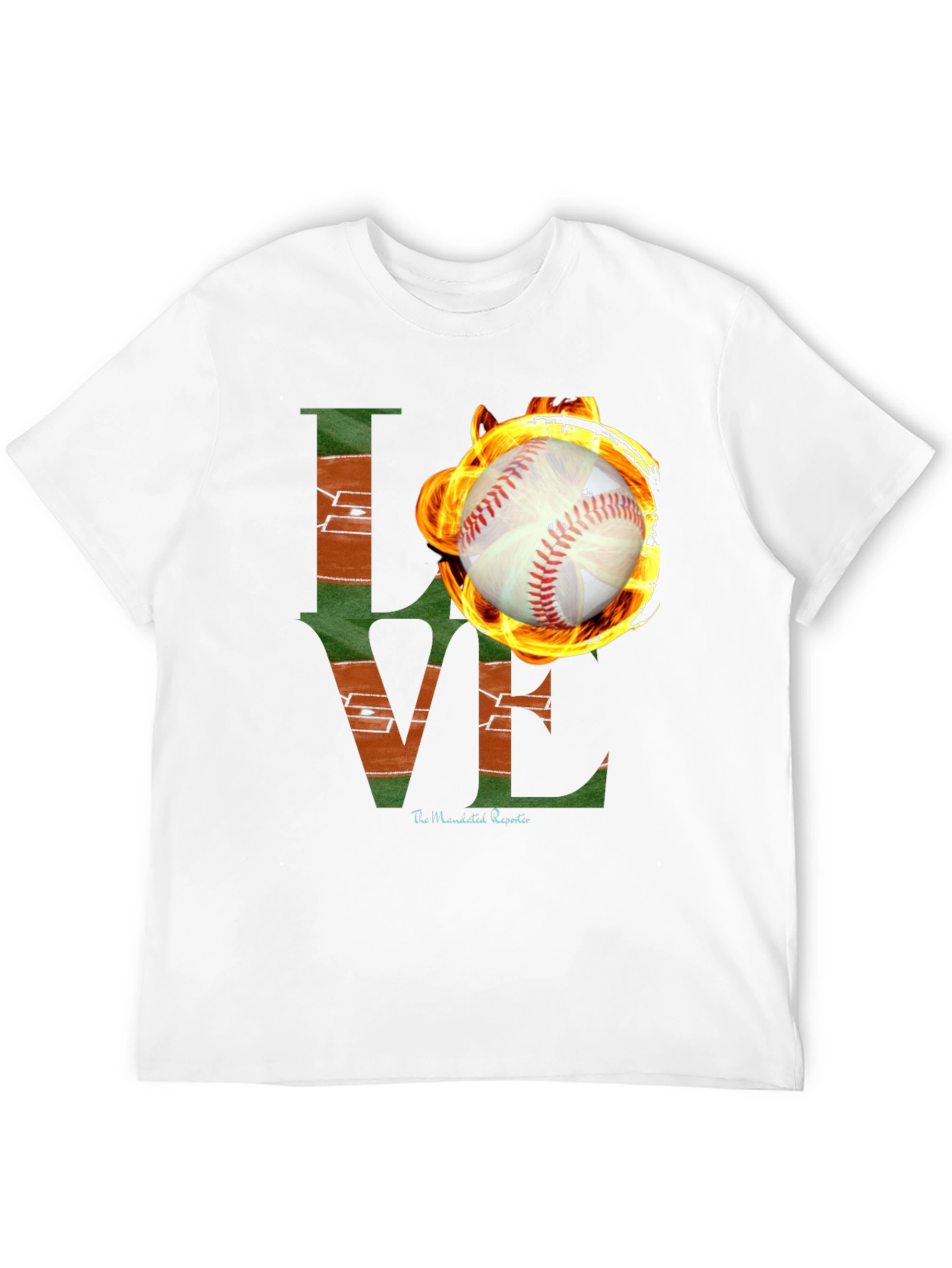 Fiery Baseball LOVE Graphic T-Shirt