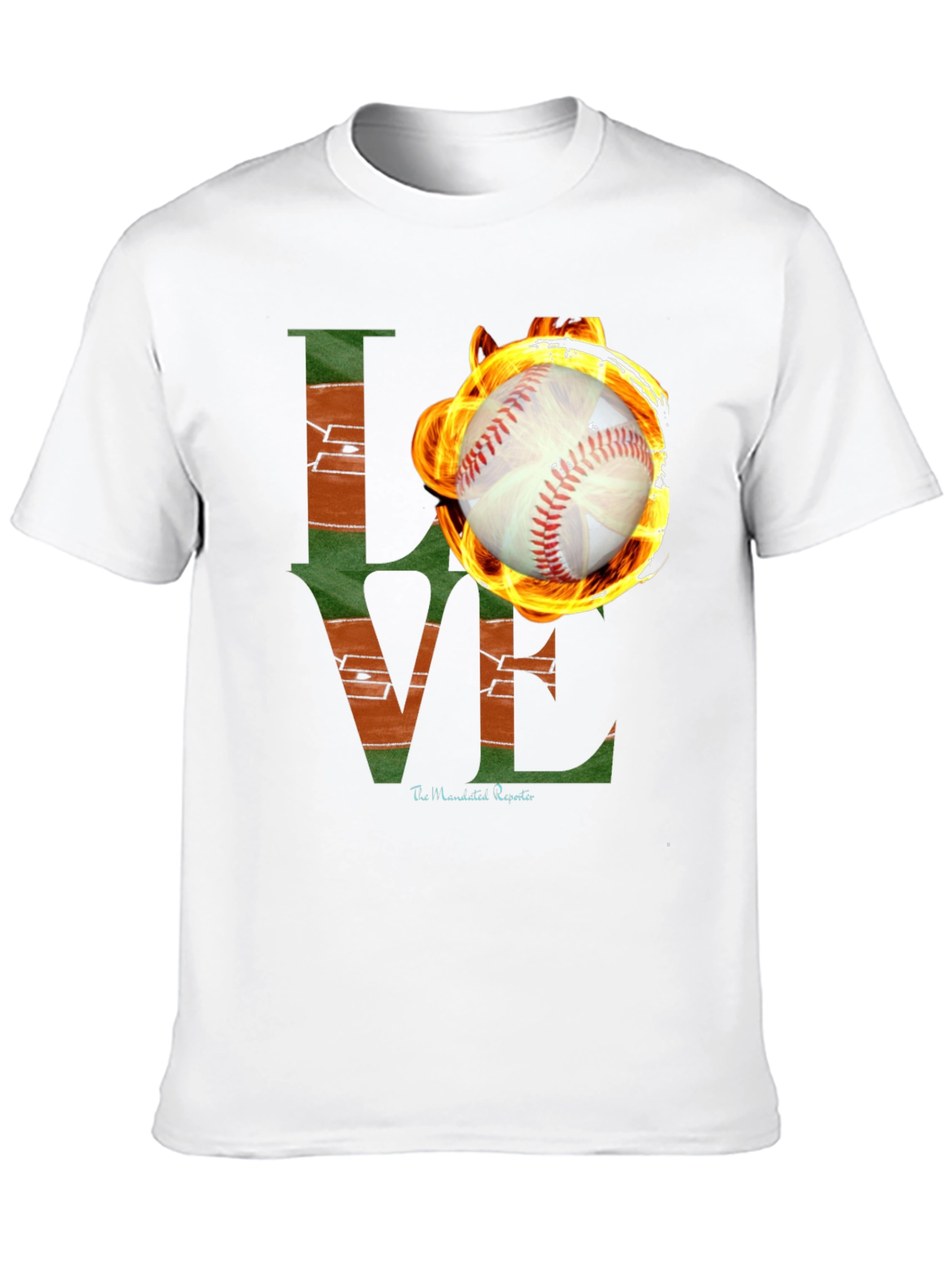 Fiery Baseball LOVE Graphic T-Shirt